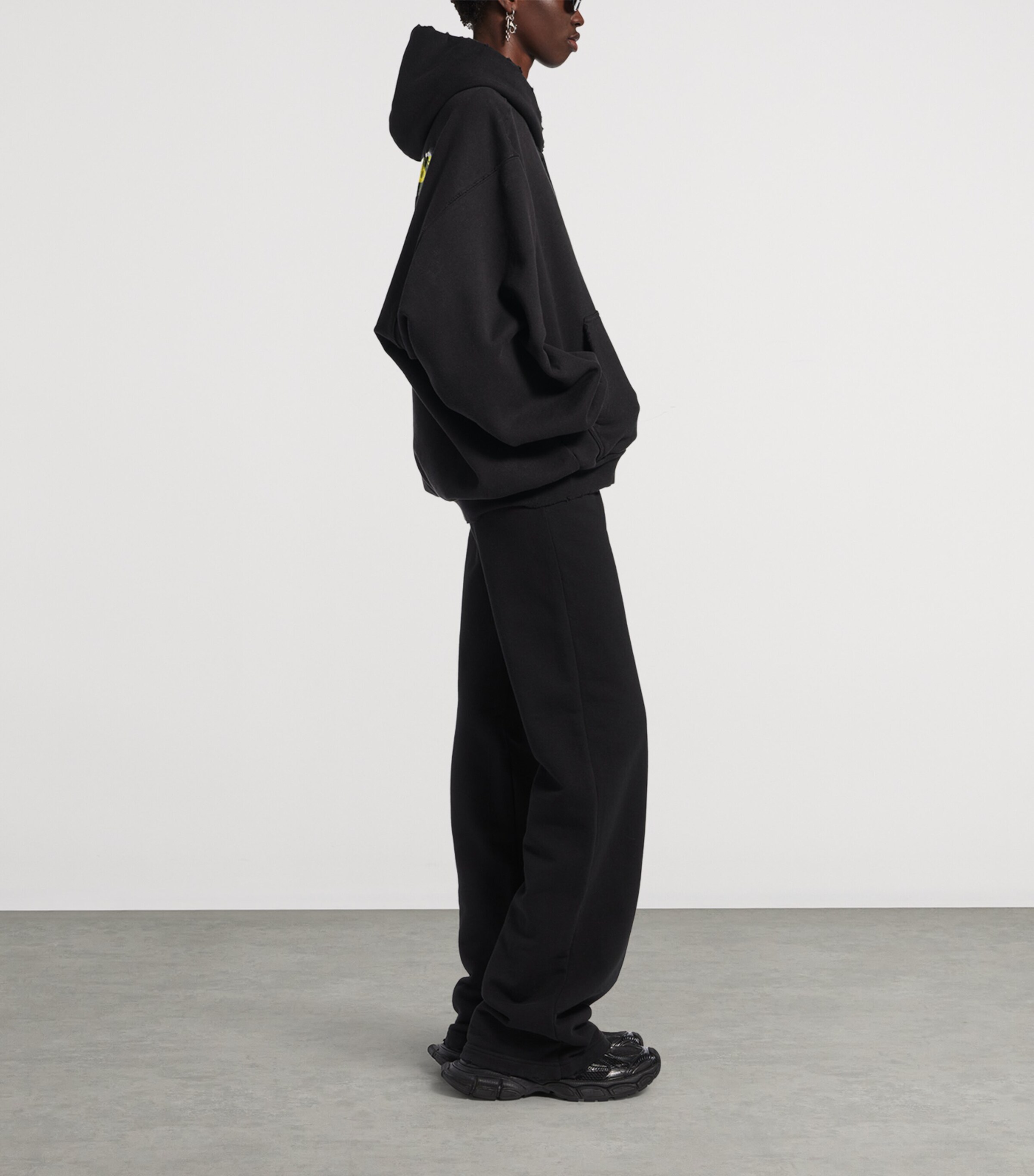 Balenciaga Womens Cotton Spray Logo Zip-Up Hoodie Image 4