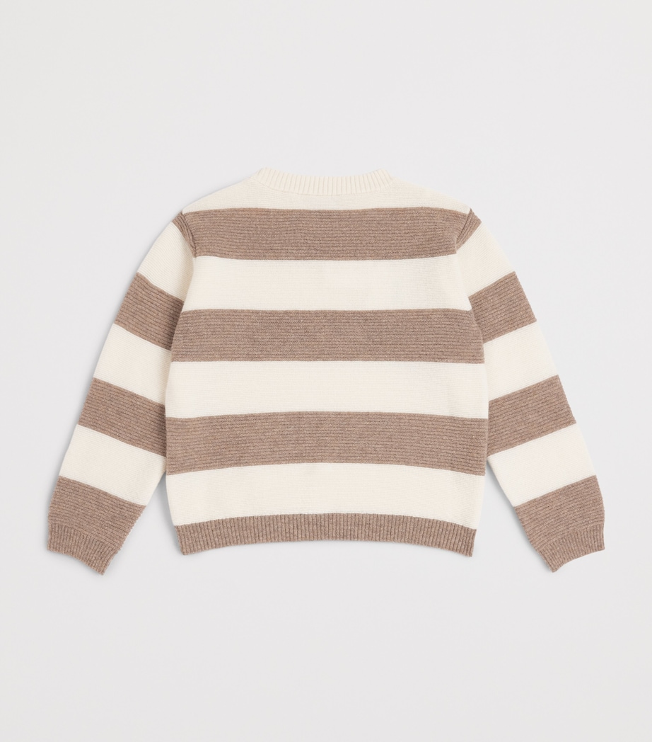 Eleventy Kids Wool-Cashmere Stripe Sweater (2-16 Years) Ivory/brown Image 2