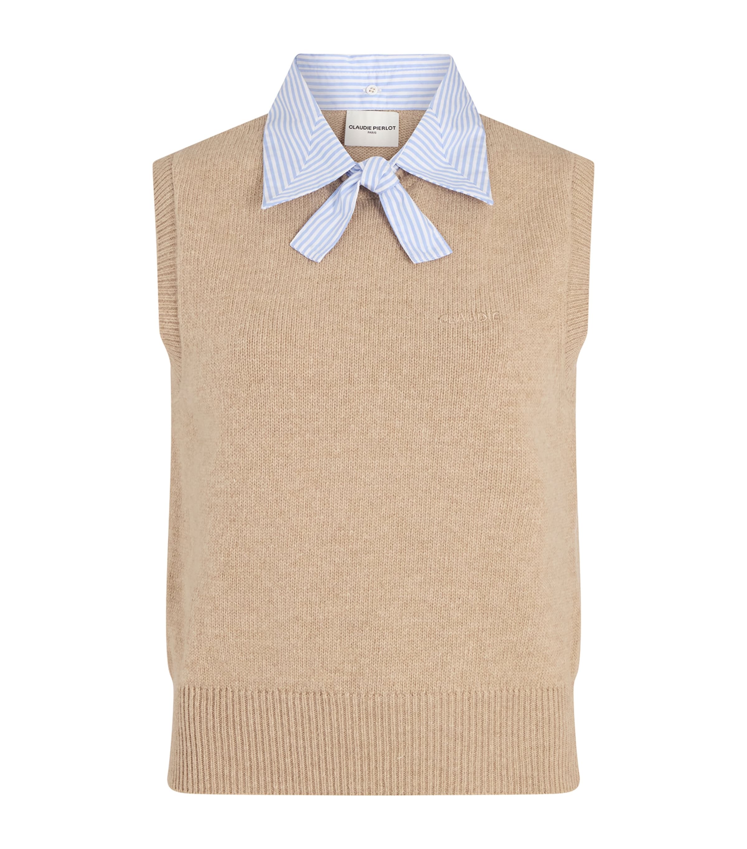 Claudie Pierlot Wool-blend Sleeveless Sweater In Brown