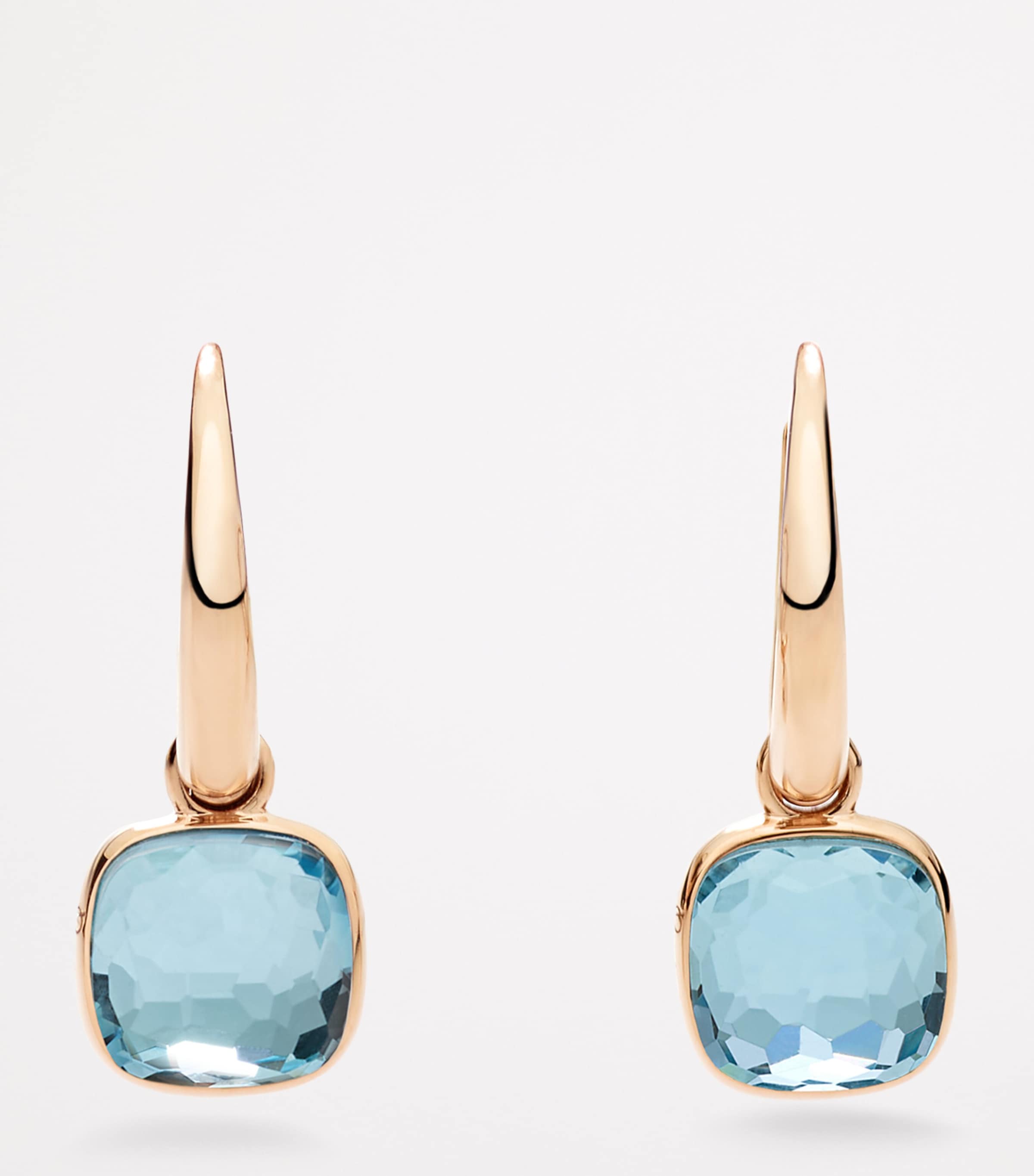 Pomellato Rose Gold And Blue Topaz Nudo Earrings In Rose Gold