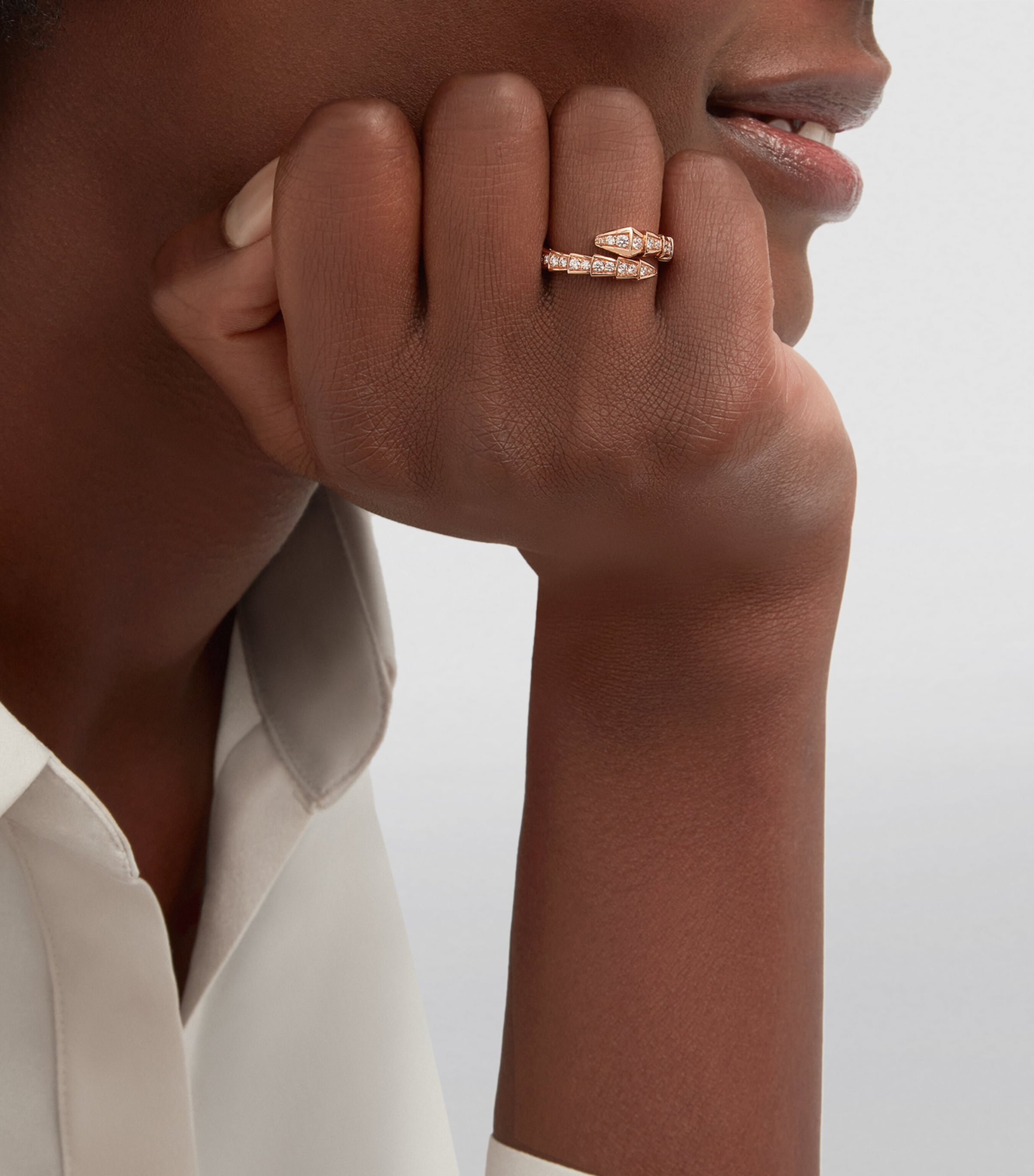 Rose Gold and Diamond Serpenti Viper Ring PINK GOLD Image 5