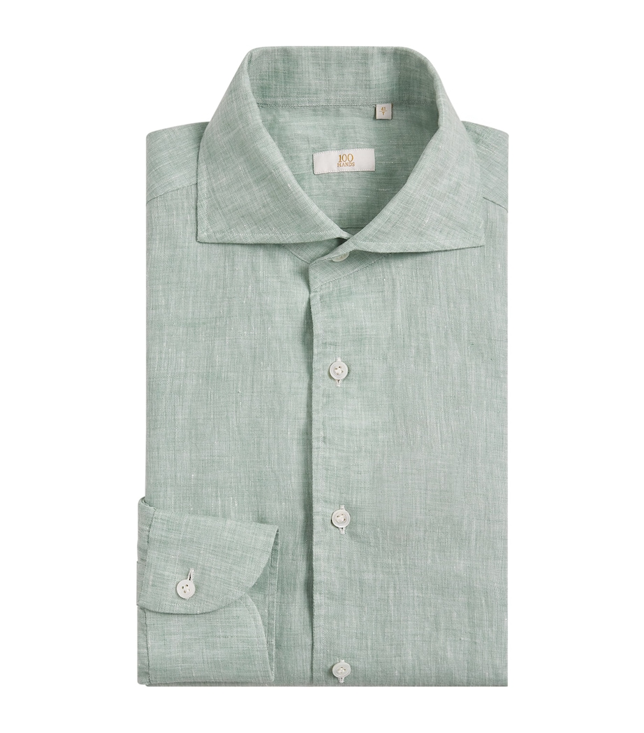 100HANDS Mens Linen Shirt Green Image 1