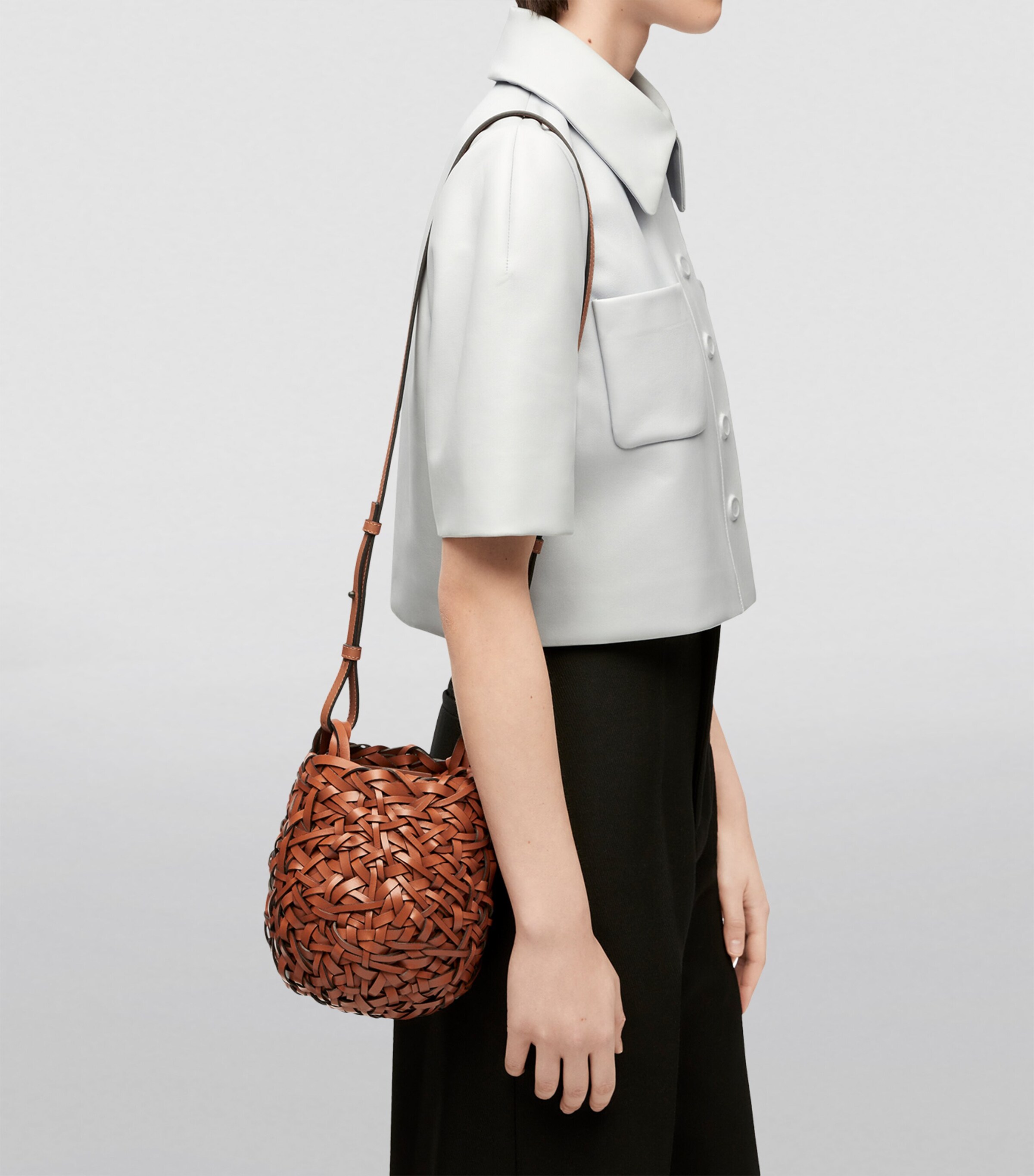 Small Leather Nest Bag TAN Image 8