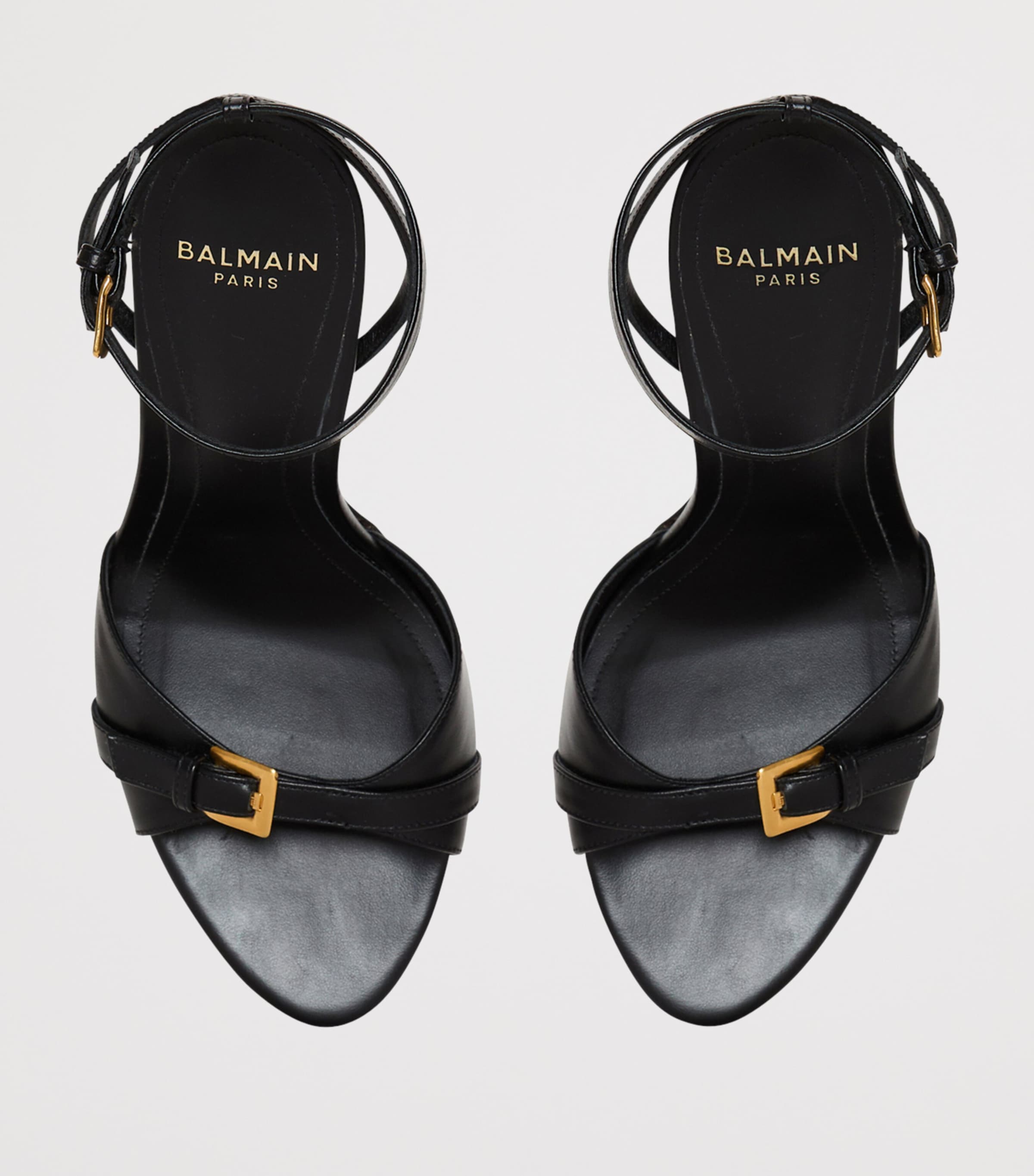 Balmain Calfskin Anthem Heeled Sandals 95 Noir Image 4