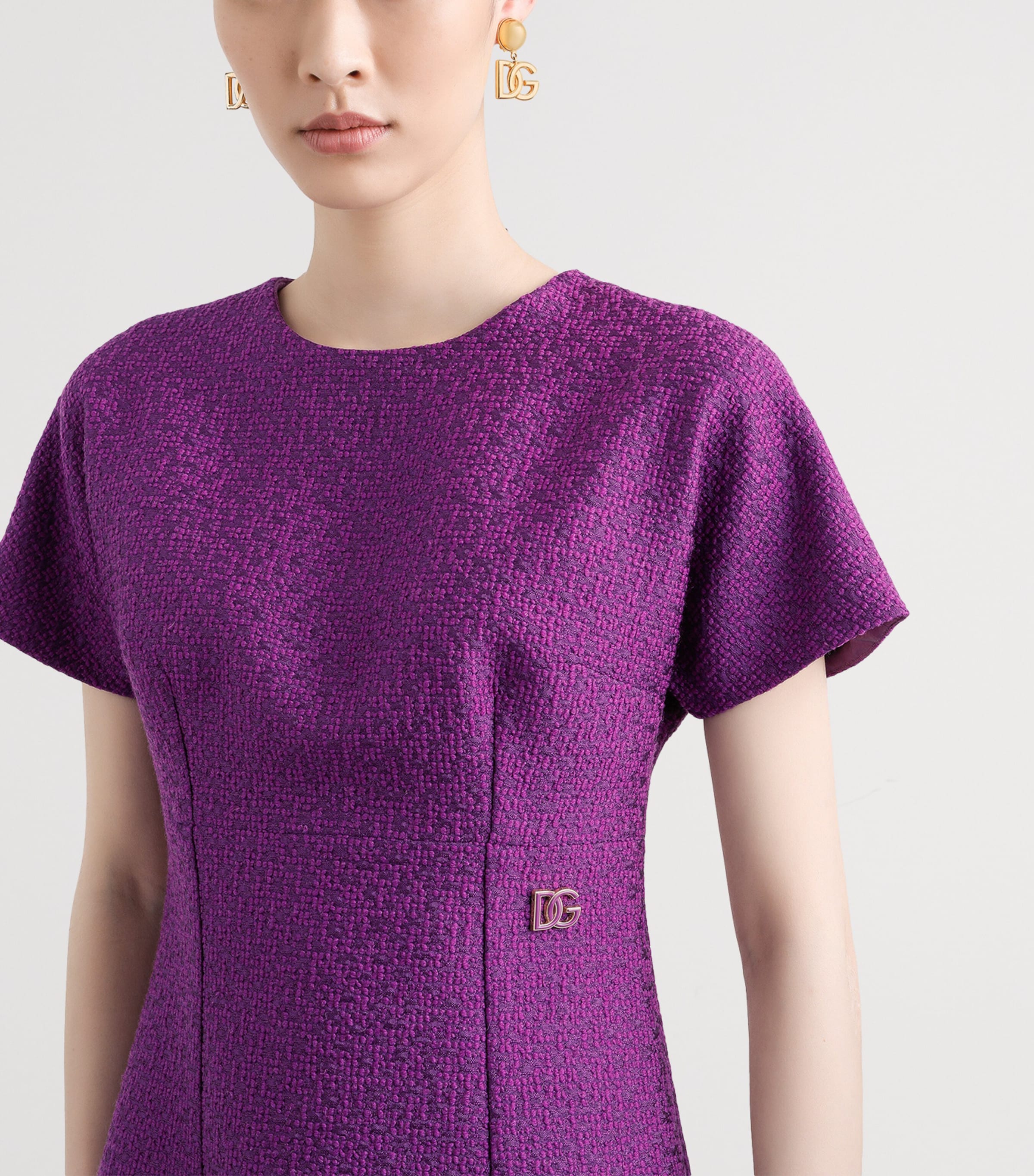 Virgin Wool-Blend Mini Dress F0571-PURPLE Image 4