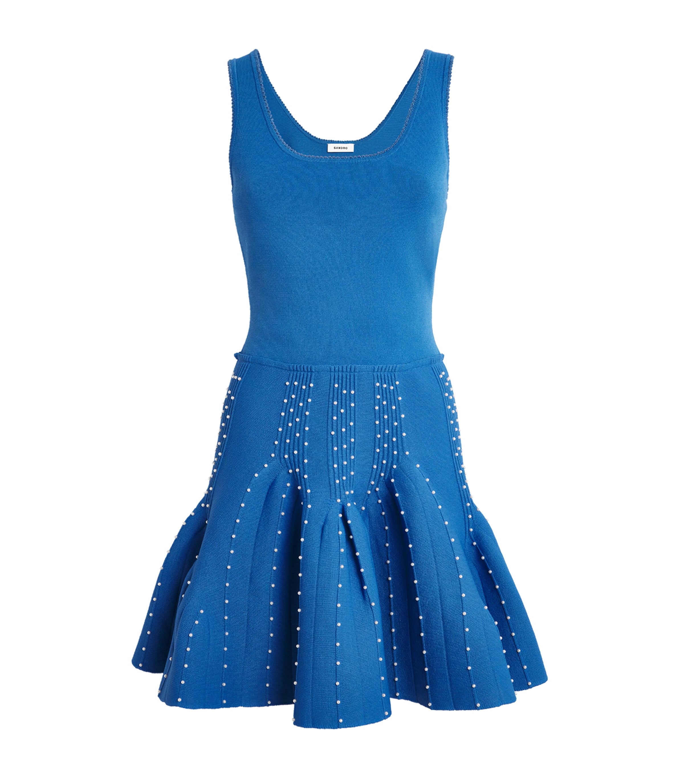 Sandro Paris Womens Embellished Knit Mini Dress Blue Image 1