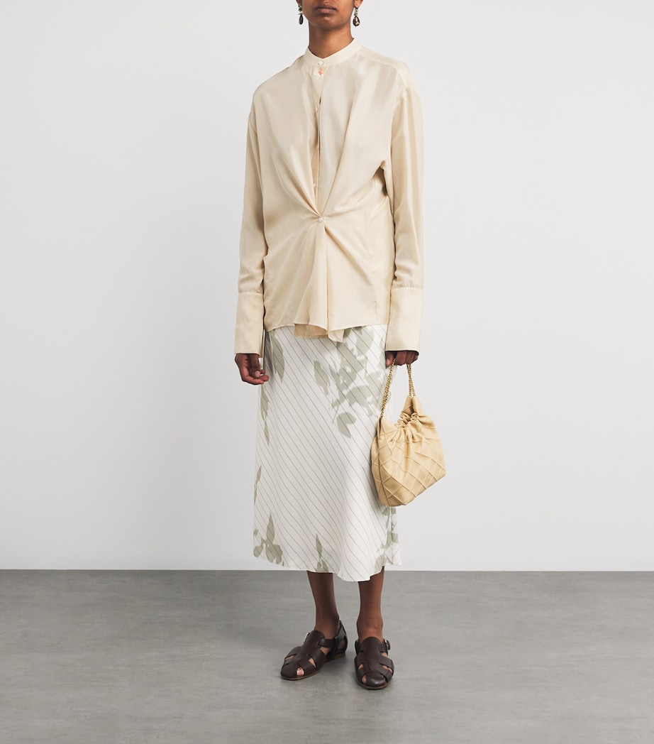 Crepe de Chine Midi Skirt CREAM Image 2