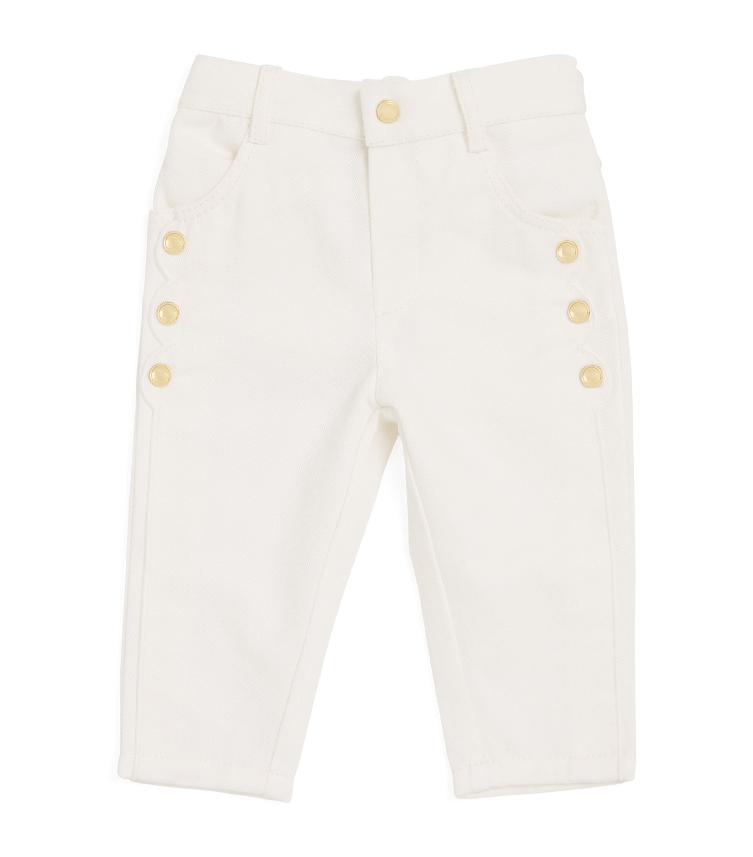 Chloé Button-embellished Straight Jeans In White