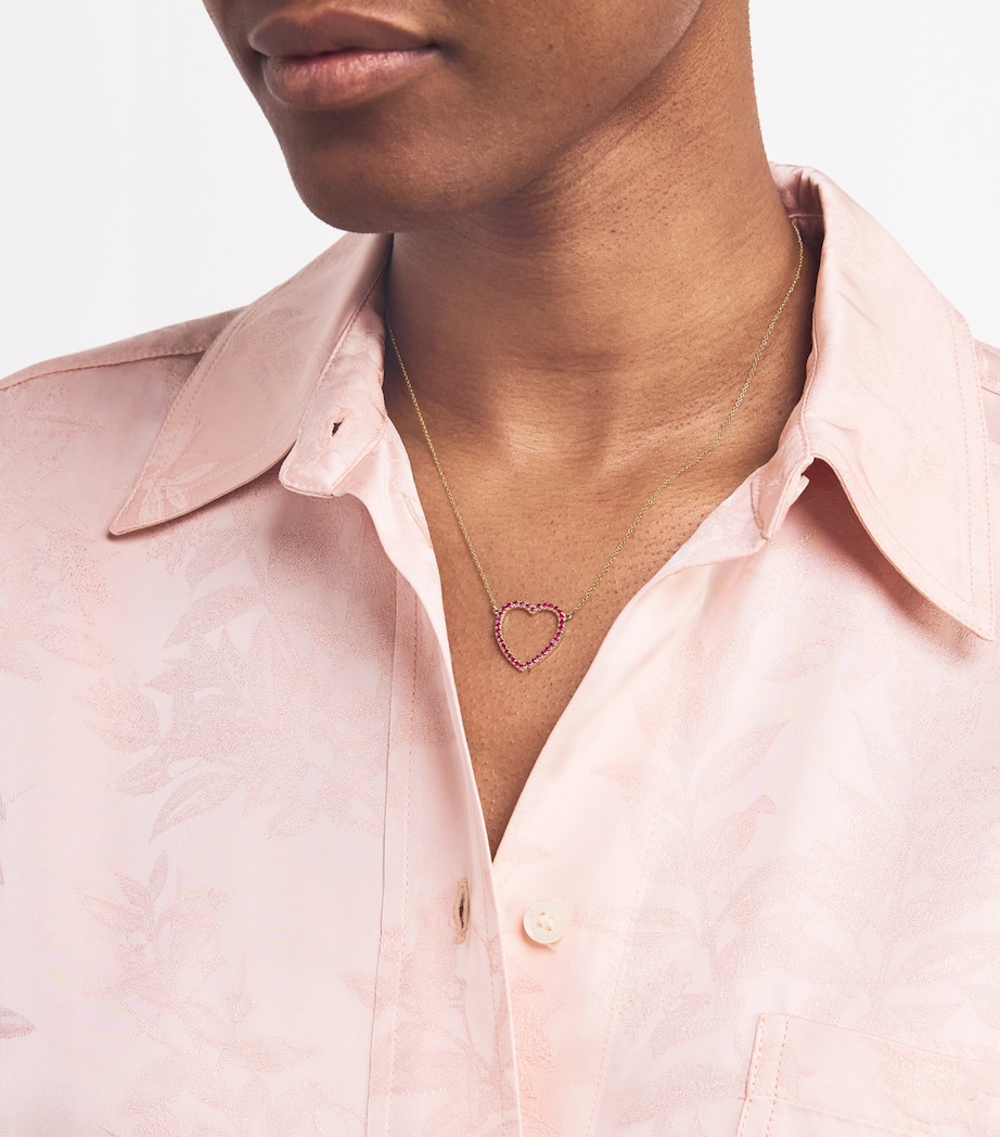 Large Yellow Gold and Ruby Edith Open Heart Necklace YELLOW GOLD Image 2