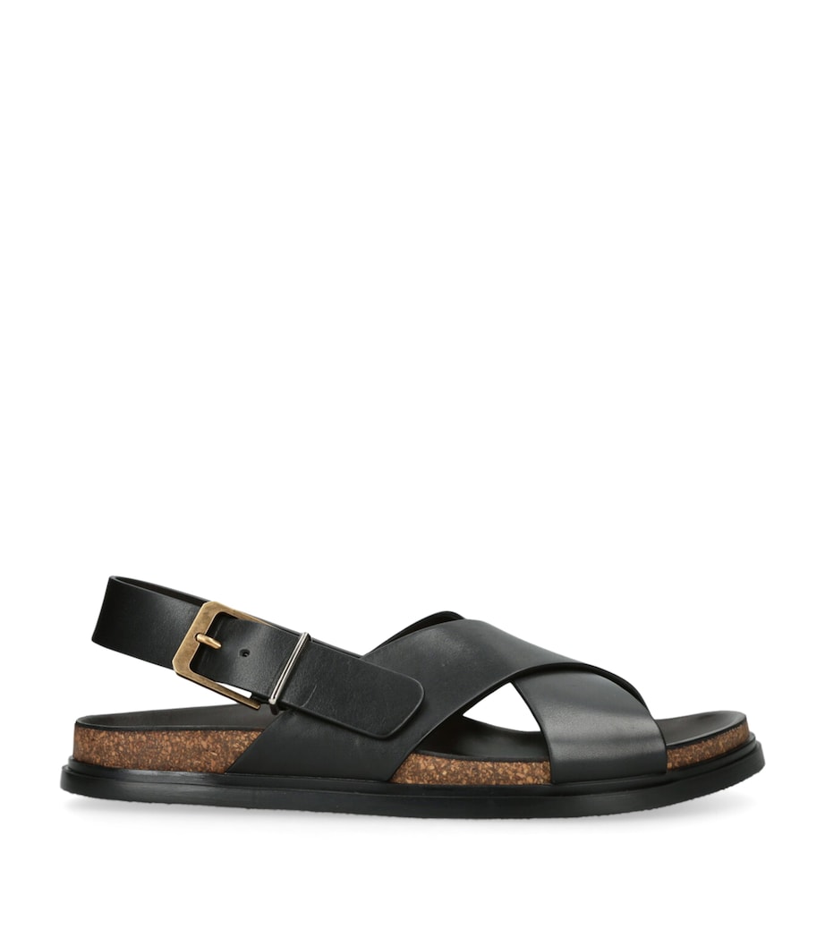The Row Leather Buckle Sandals Black Image 1