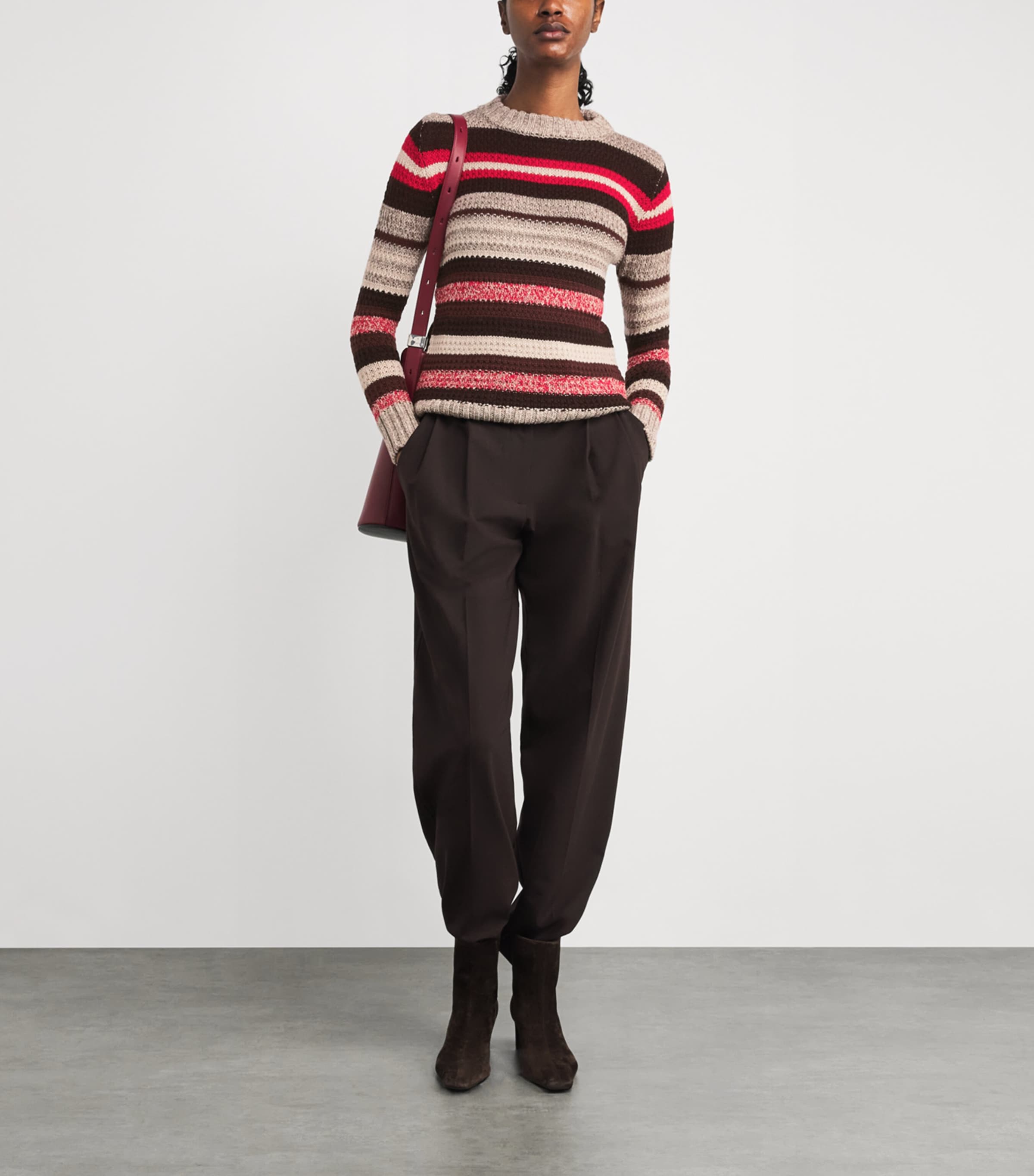 Virgin Wool Striped Sweater RED Image 2