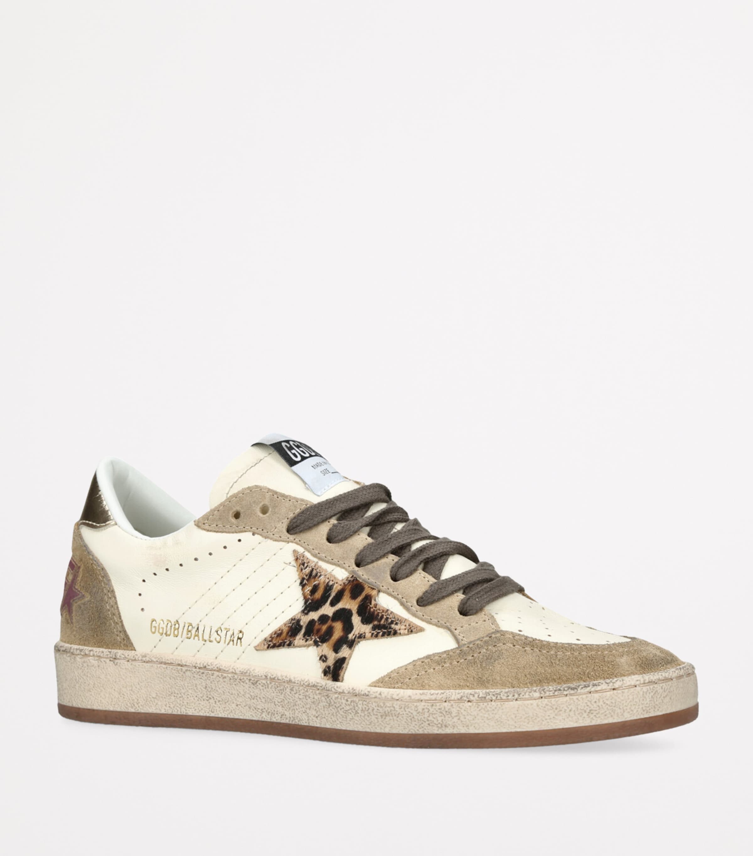 Golden Goose Suede-Leather Pony Hair-Trim Ball Star Sneakers White/comb Image 3