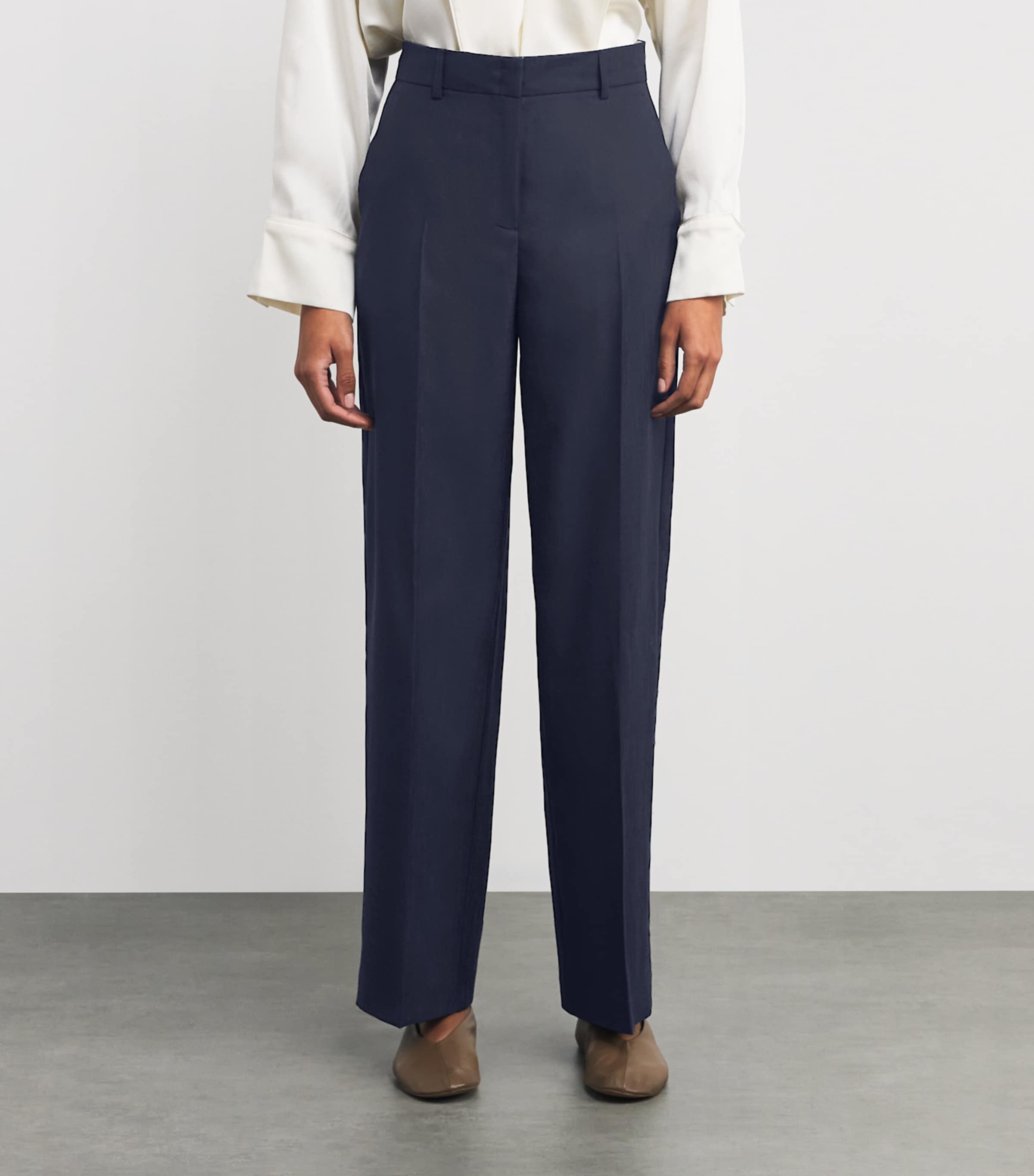 Straight Tailored Trousers NAVY Image 3