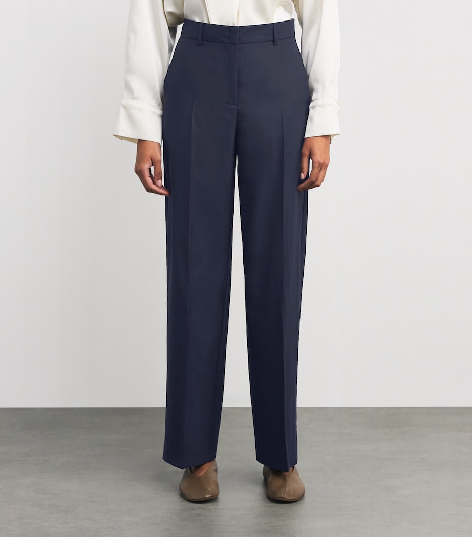 Straight Tailored Trousers NAVY Image 3