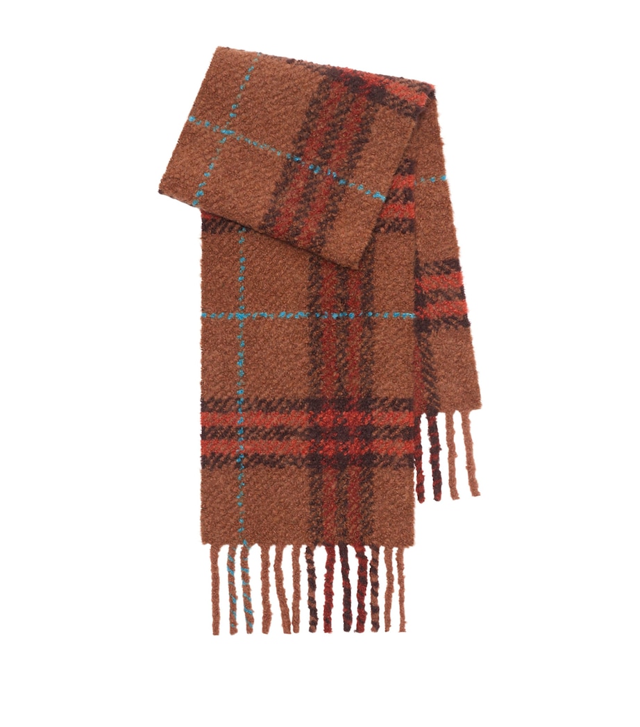 Burberry Alpaca-Wool Bouclé Check Scarf Ginger Brown Image 1