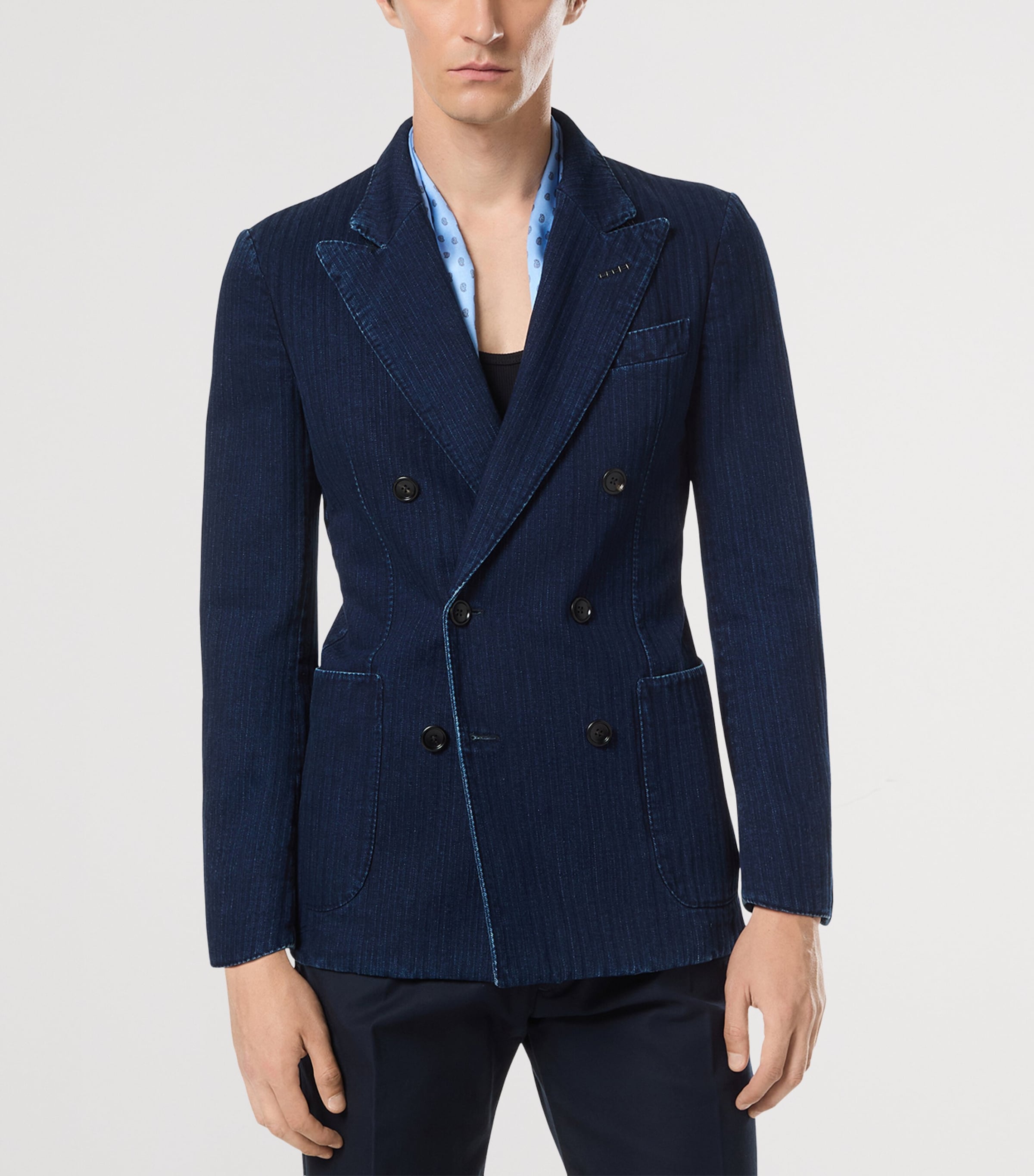 Double-Breasted Denim Blazer UBO Image 2