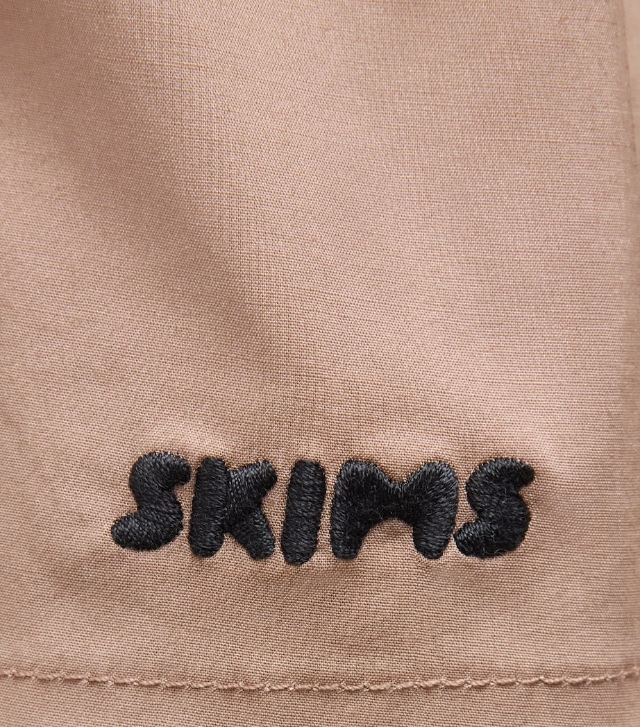 Skims Womens Stretch-Cotton Woven Flutter Shorts Desert Image 6