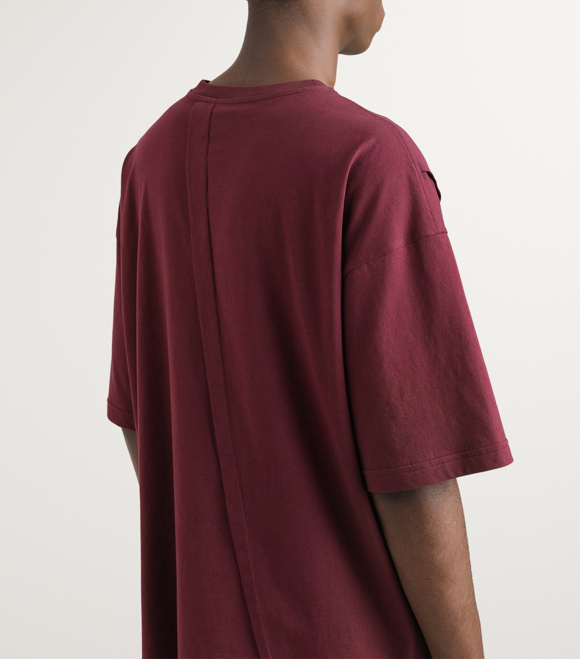 Cotton Pleated Logo T-Shirt F0130-AUBERGINE Image 4