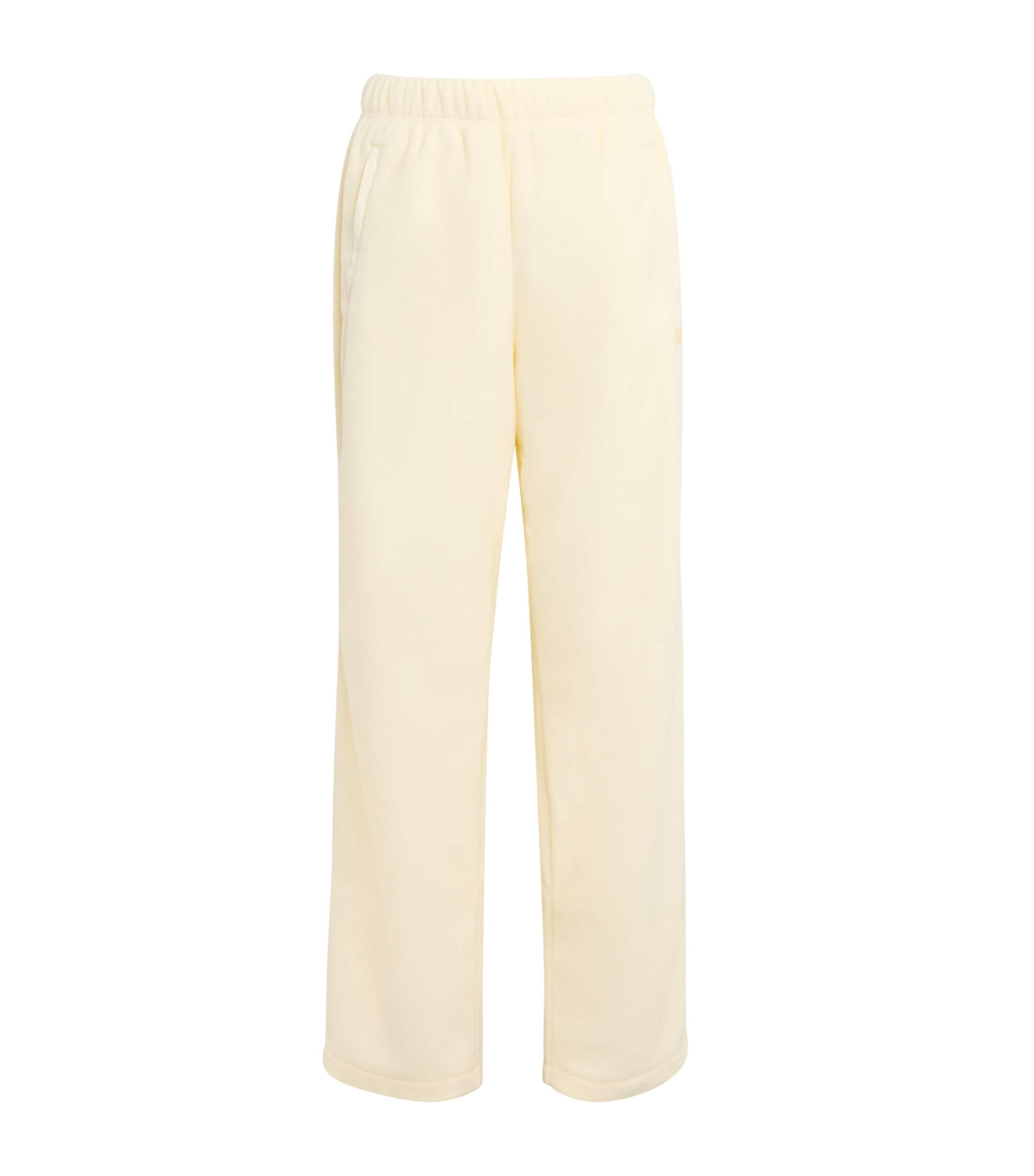 Skims Fleece Straight Leg Sweatpants In White