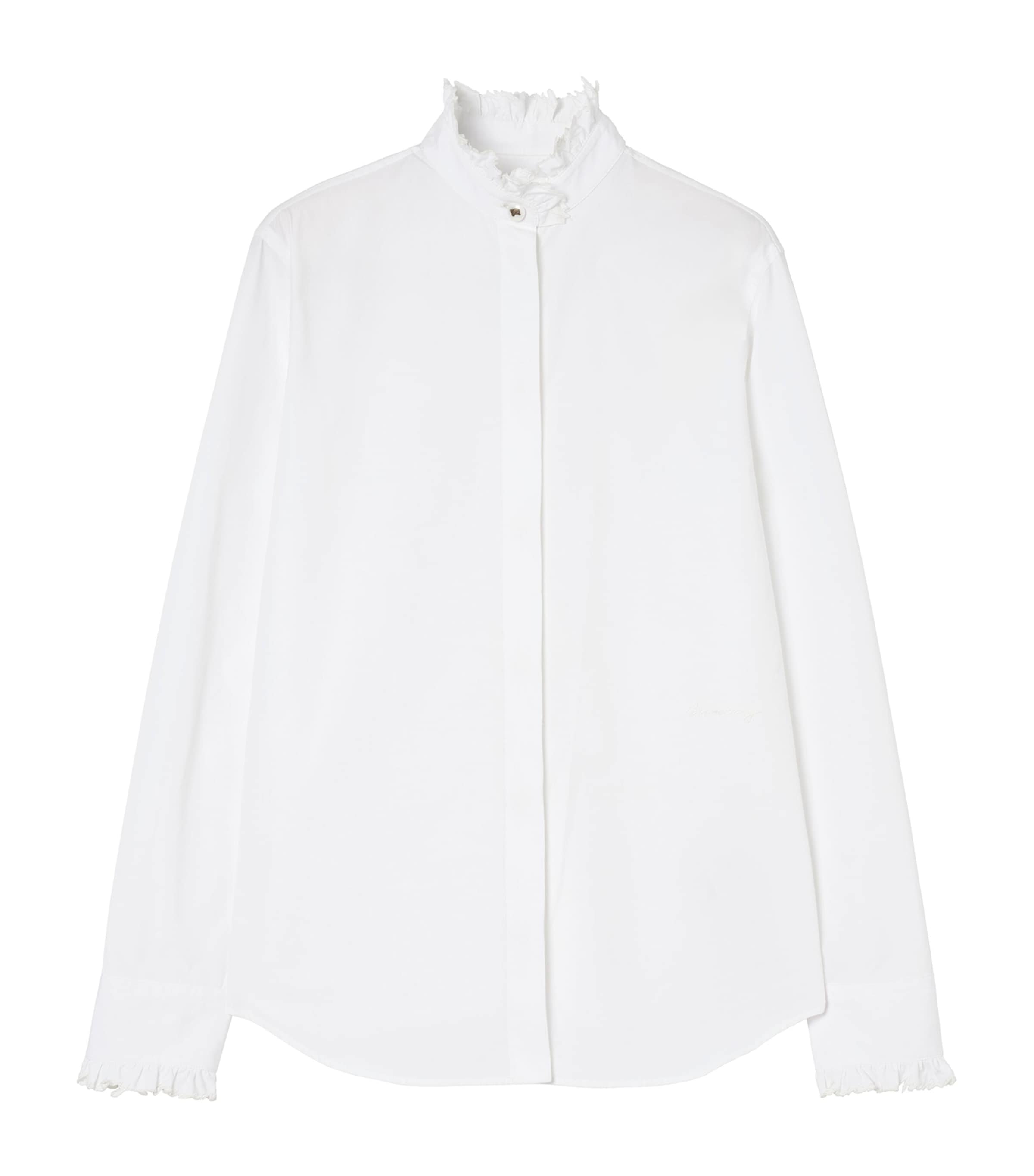 Burberry Womens Cotton Poplin Ruffle Shirt Optic White Image 1