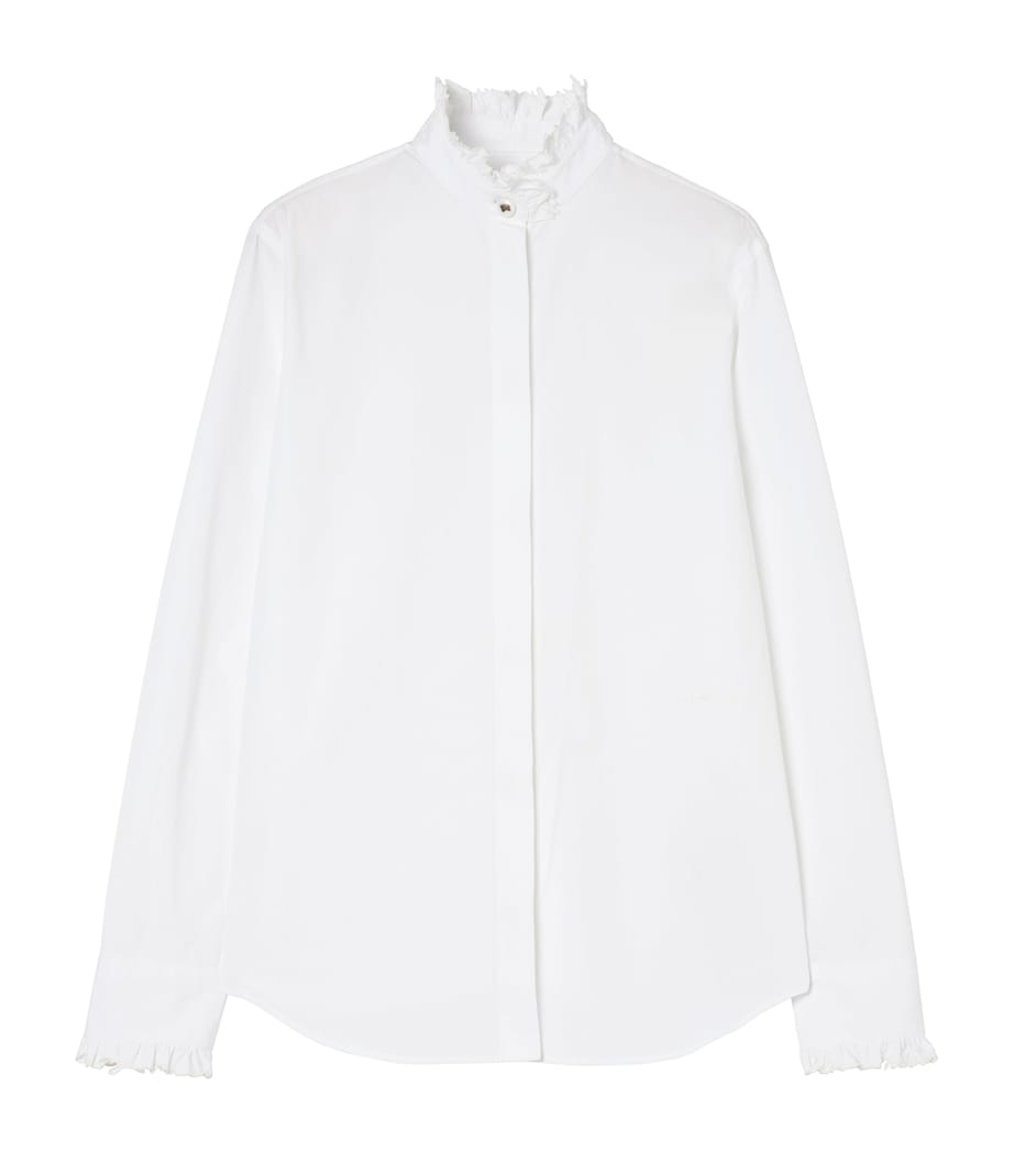 Burberry Womens Cotton Poplin Ruffle Shirt Optic White Image 1