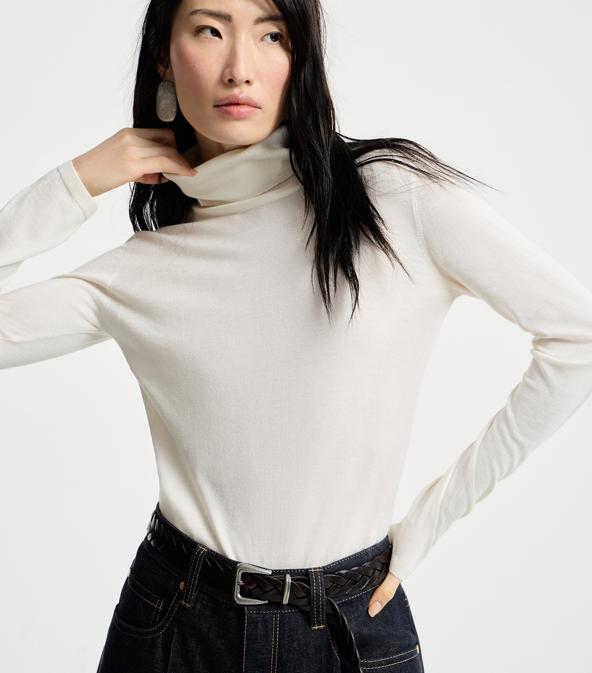 Brunello Cucinelli Womens Cashmere-Silk Rollneck Sweater Image 4