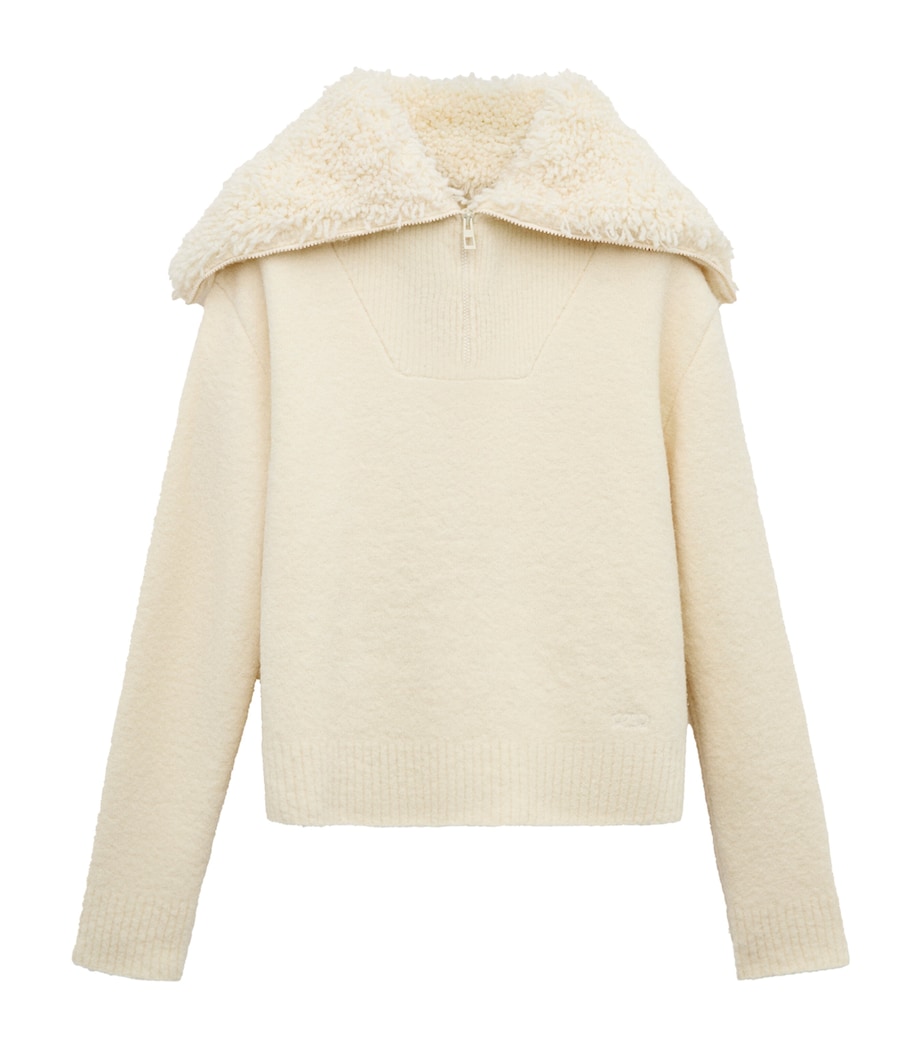 LOEWE Womens Wool-Blend Zip-Up Sweater Ecru Image 1