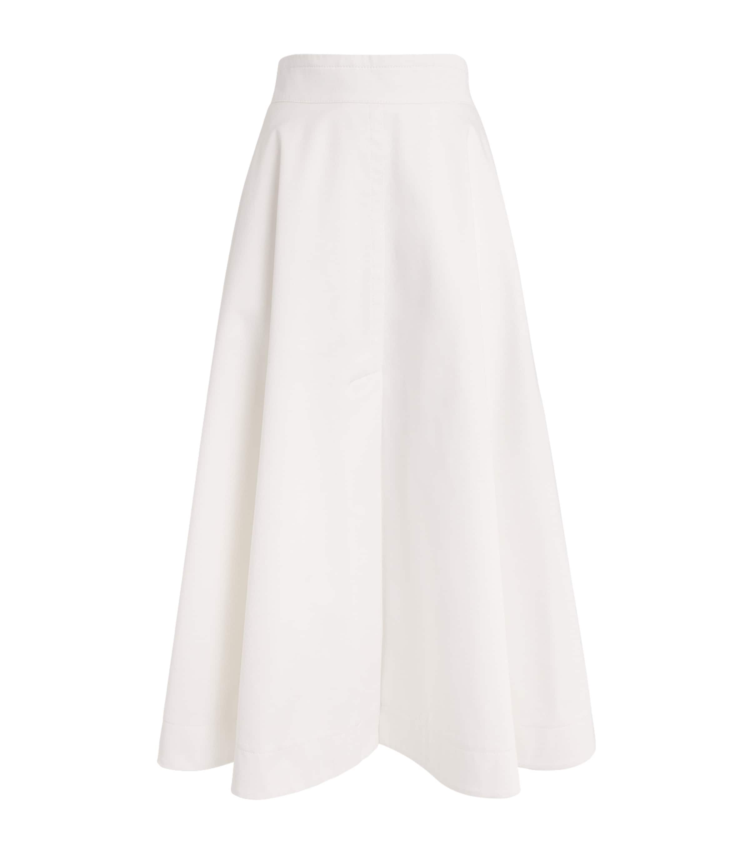 Shop Patou Cotton Gabardine Midi Skirt In White