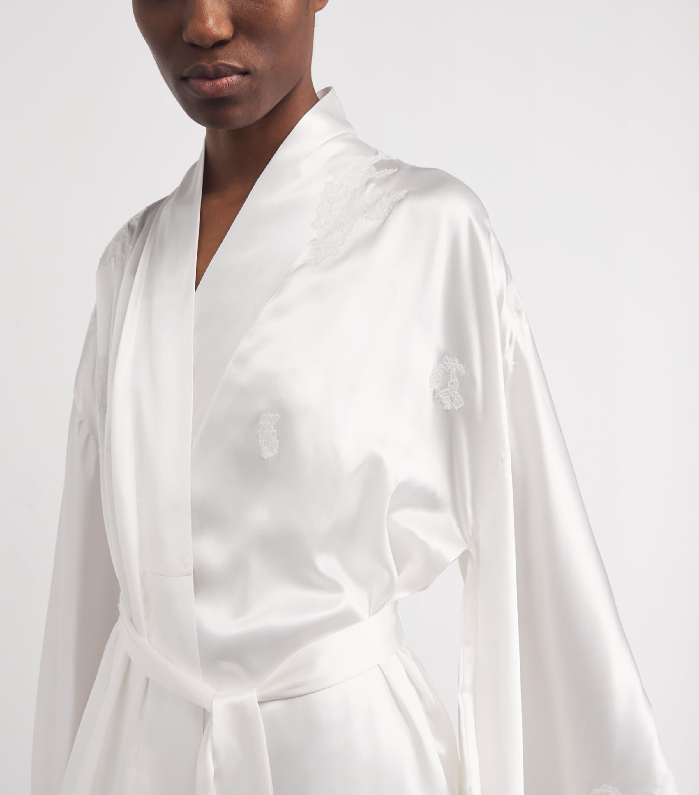 Silk Maxi Kimono Robe WHITE/WHITE Image 4