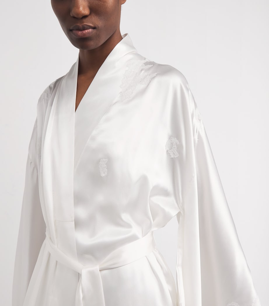 Silk Maxi Kimono Robe WHITE/WHITE Image 4