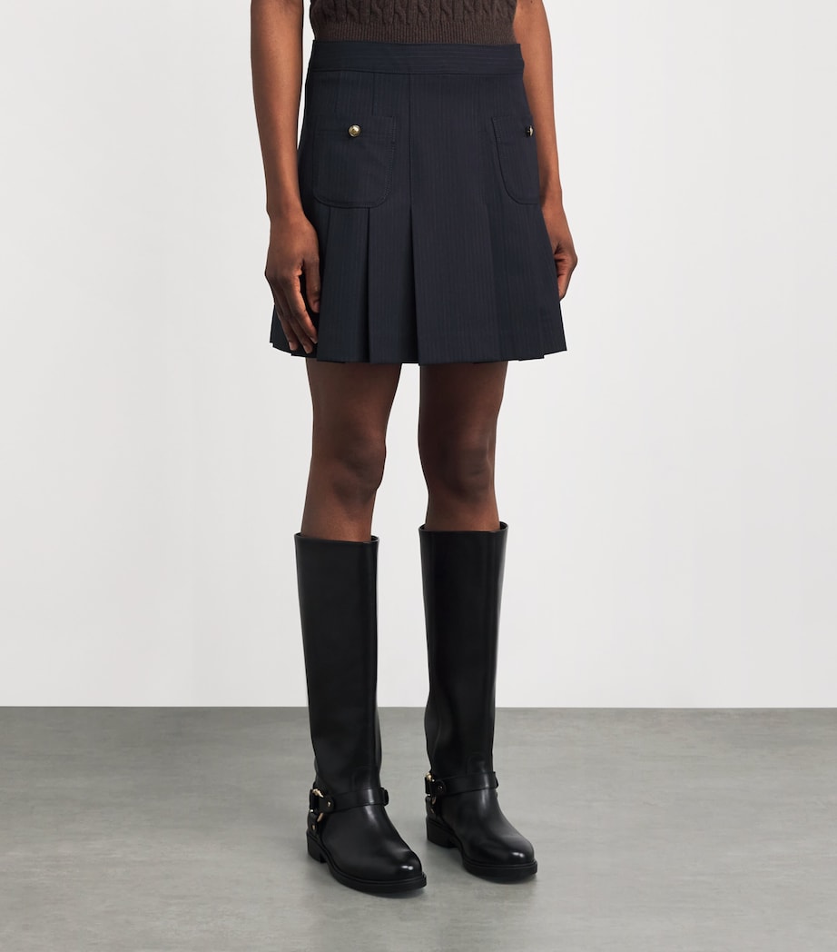 Wool-Blend Pleated Mini Skirt NAVY BLUE Image 3