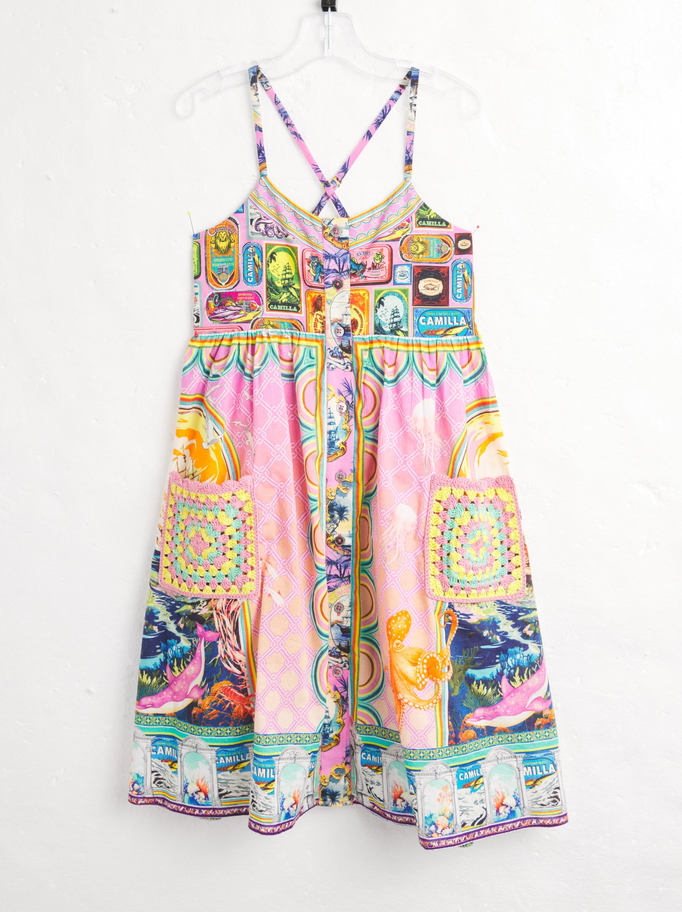 Shop Camilla Crochet-pocket Salty Splendour Dress In Pink