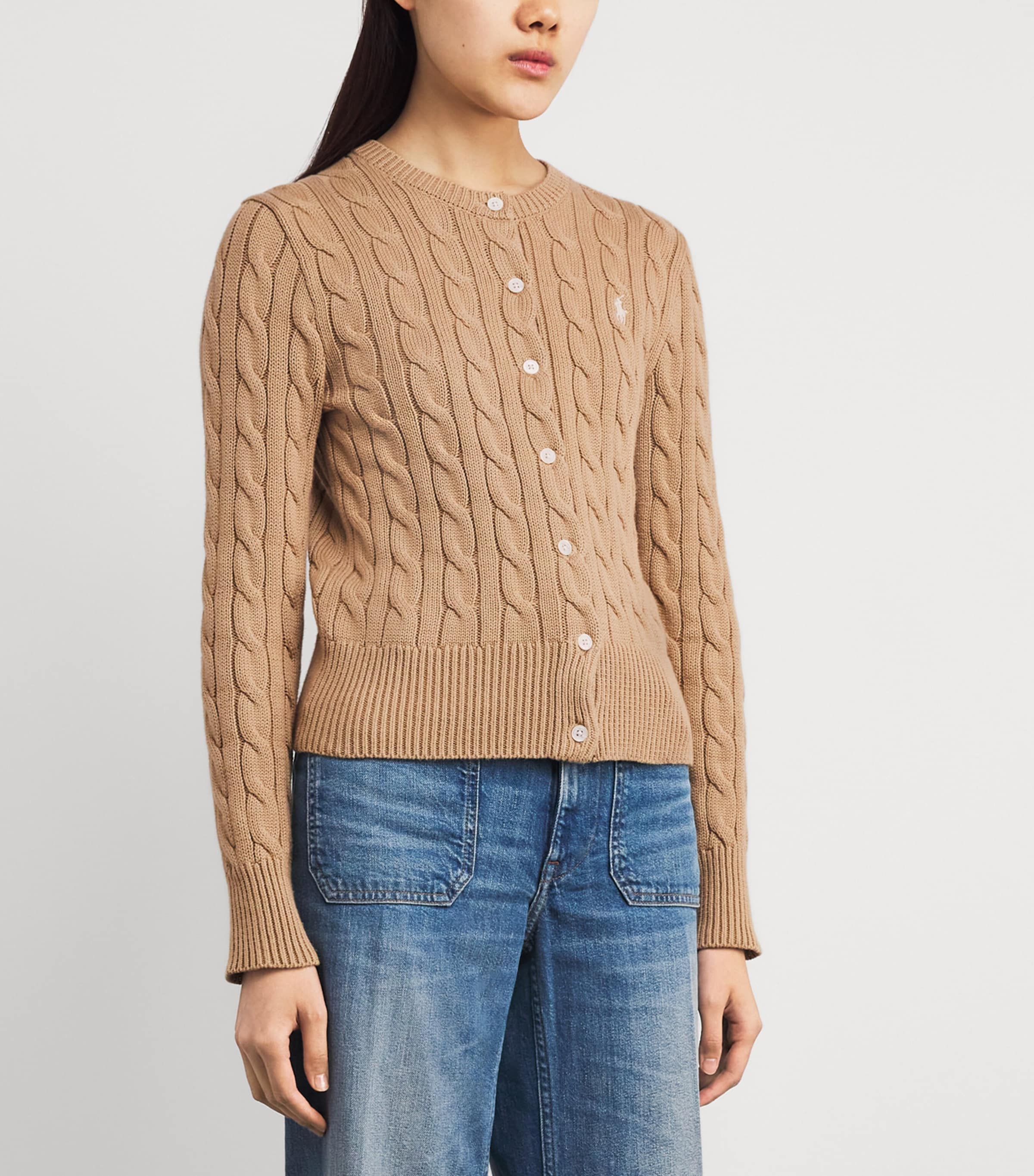 Cotton Cable-Knit Cardigan VINTAGE KHAKI Image 3