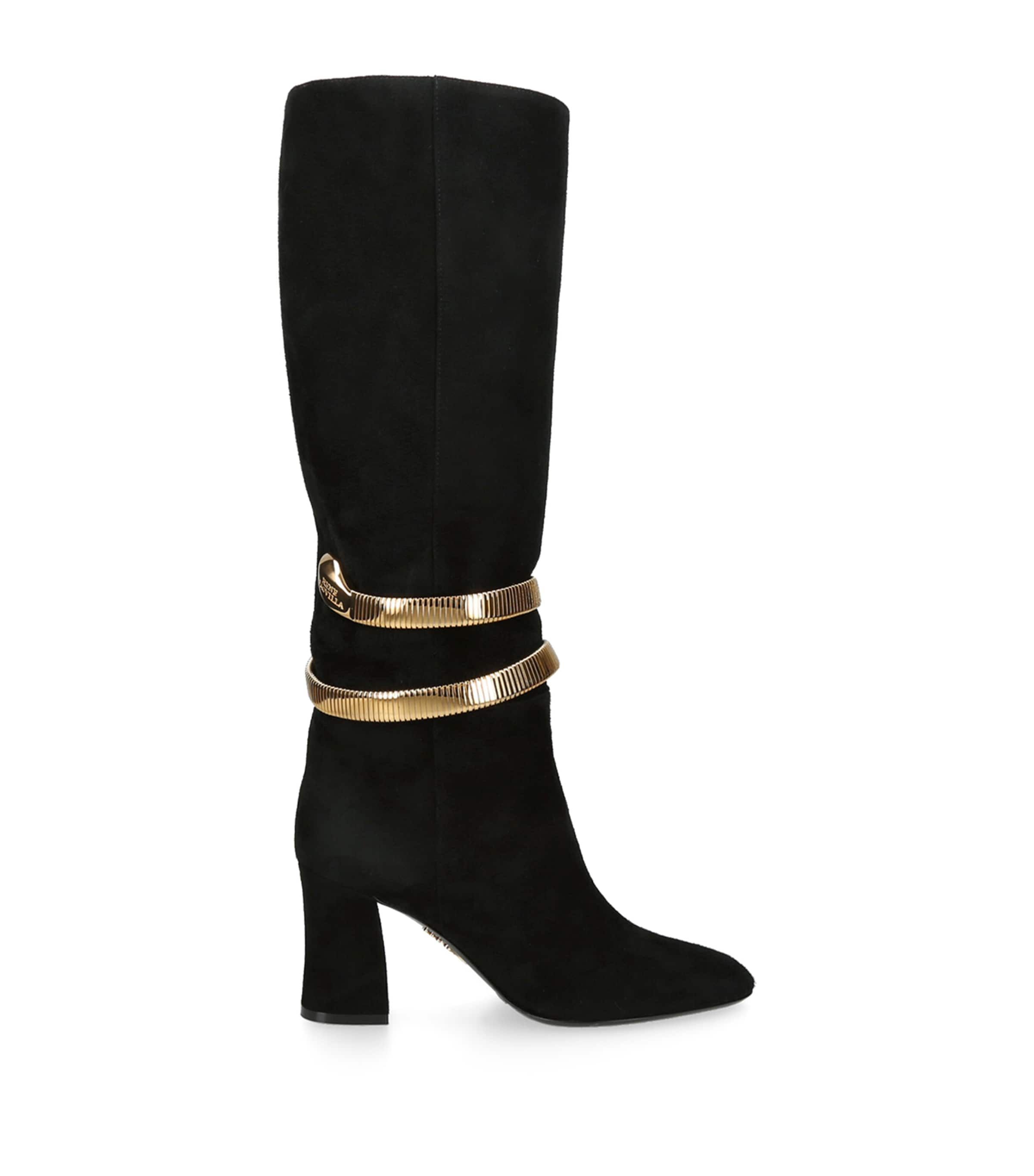 René Caovilla Suede Embellished Boots 80 In Black