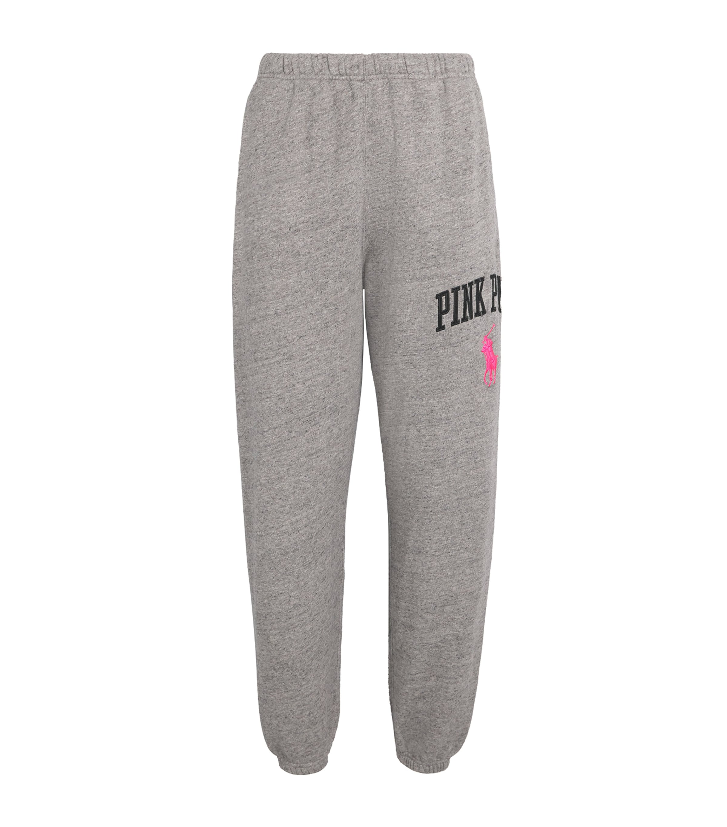 Polo Ralph Lauren Womens Cotton-Blend Pink Pony Sweatpants Dark Vintage Heather Image 1