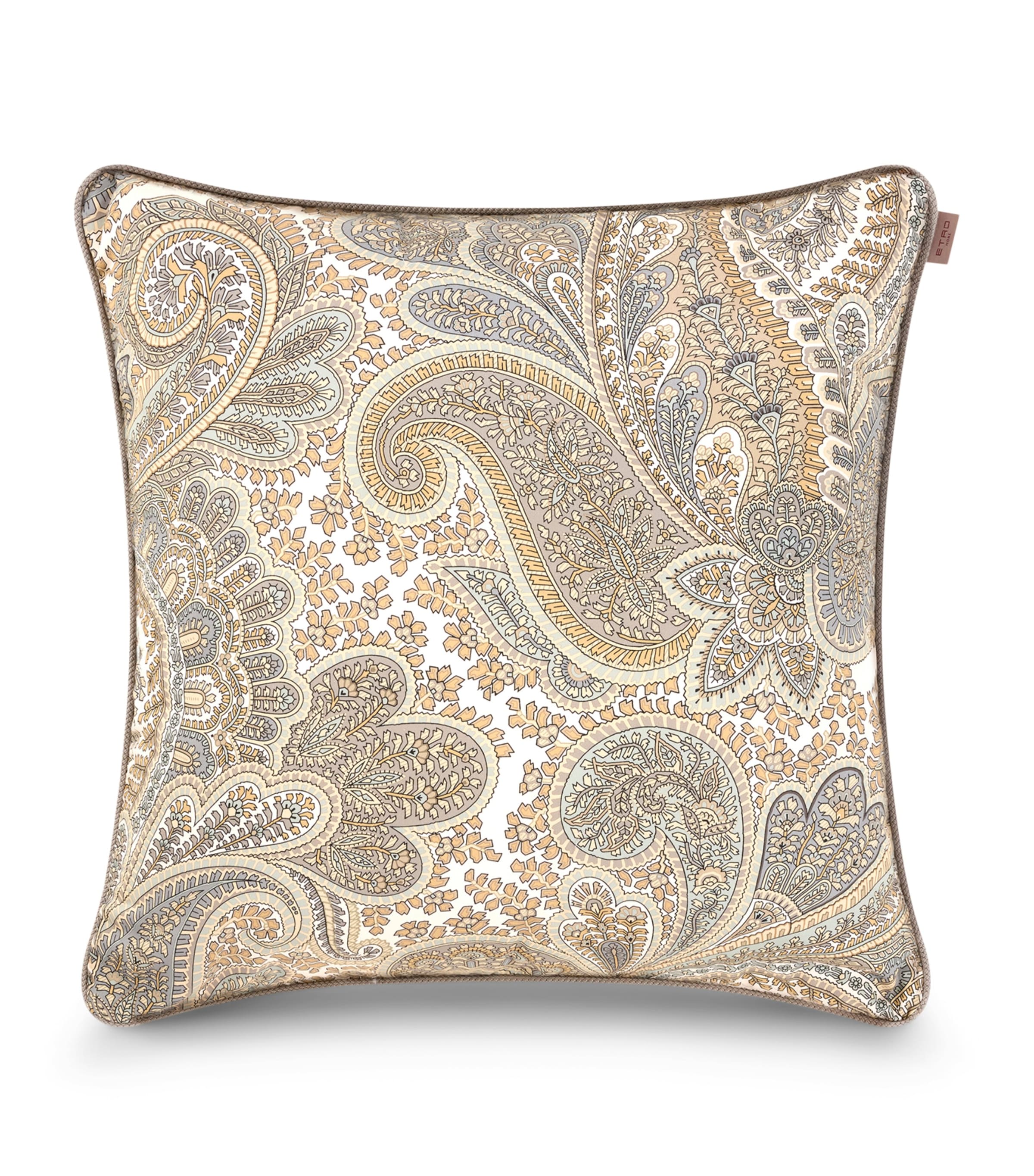 Etro Cotton Giano Double-sided Cushion In Gold