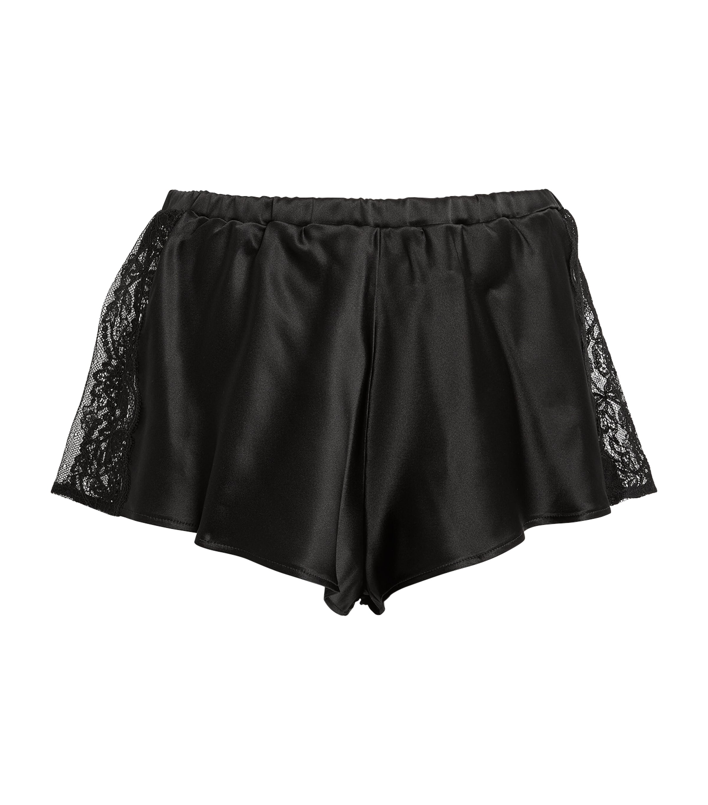 Coco De Mer Silk And Lace Pyjama Shorts In Black