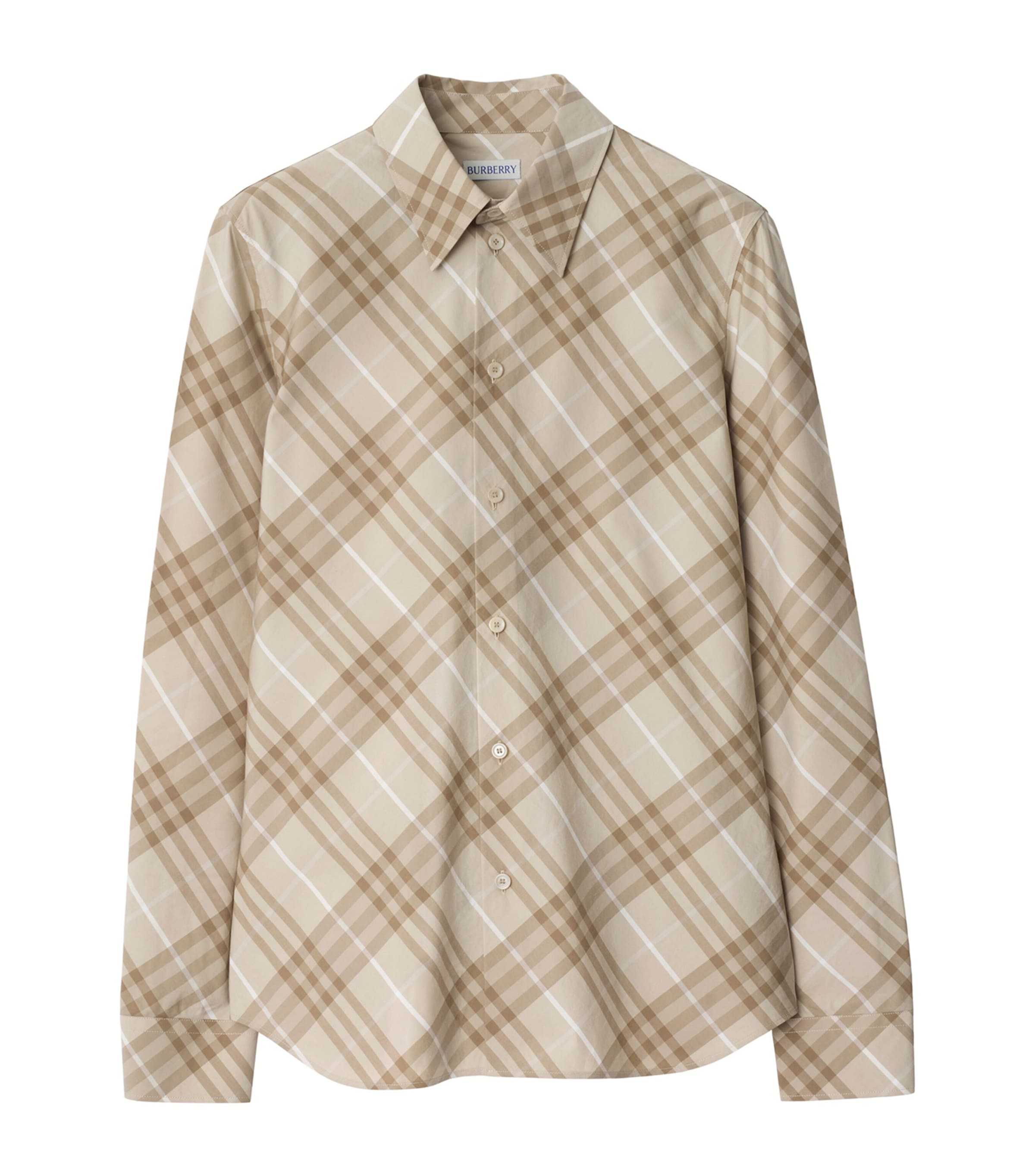 Cotton Slim Check Shirt STONE GREY IP CHECK Image 1