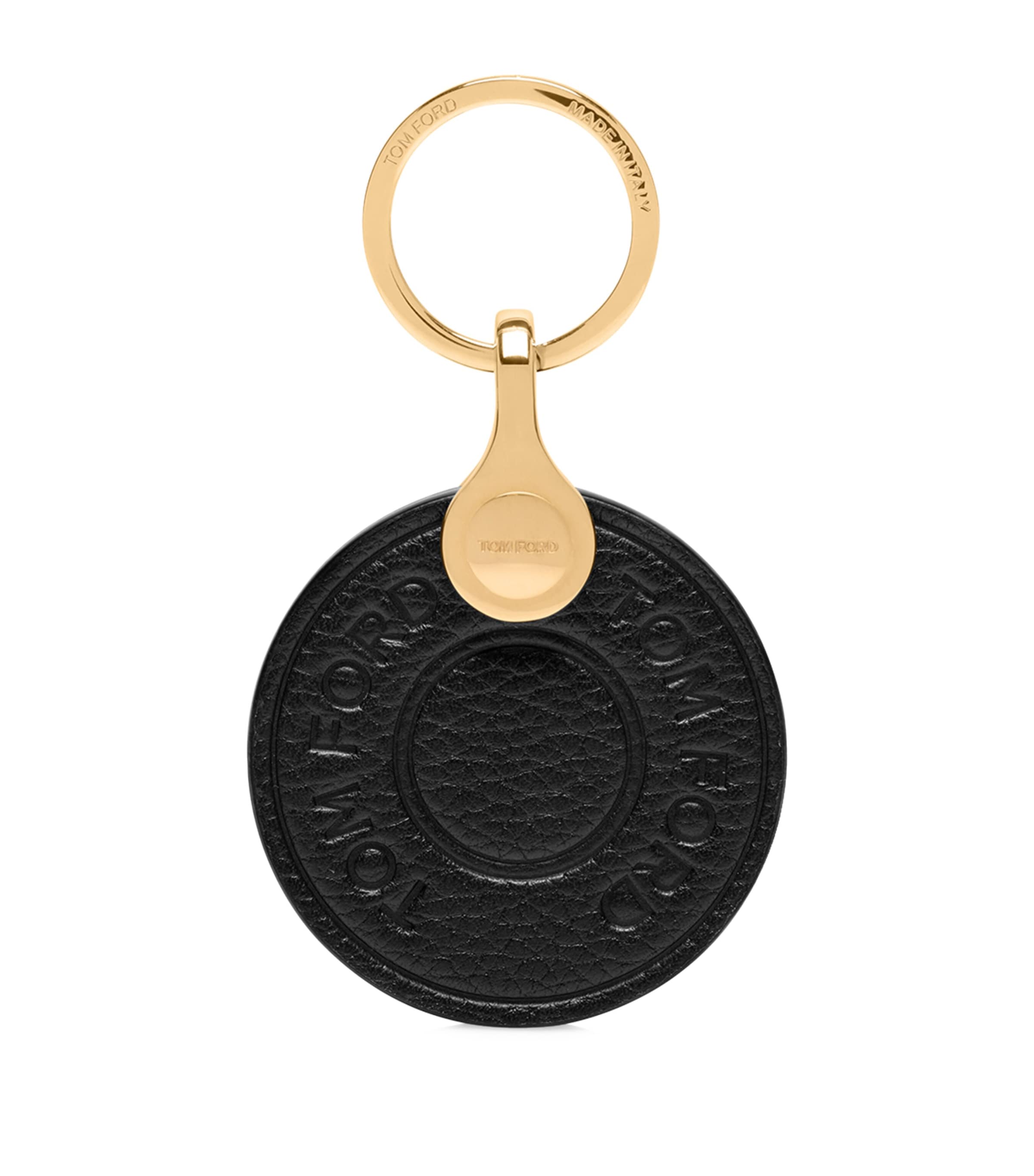 TOM FORD Leather Logo Disk Keyring | Men Accessories | Jewellery | Designers | Tom Ford