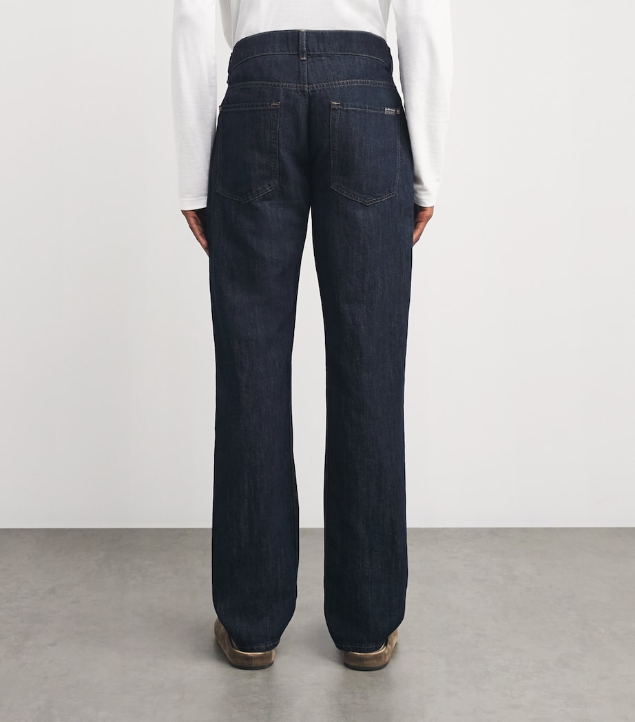 7 For All Mankind Mens Cotton-Linen Straight Jeans Blue Image 4