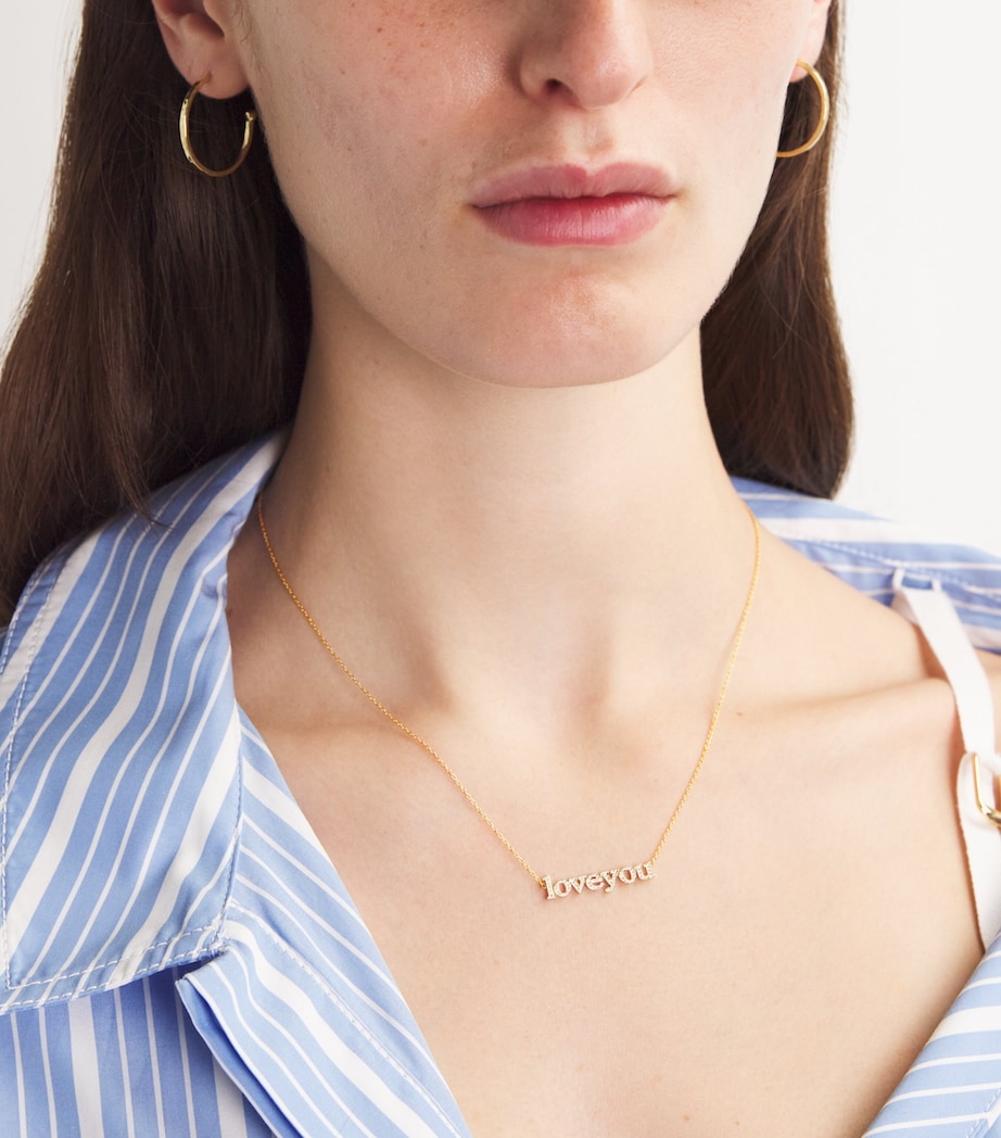 Yellow Gold and Diamond Love You Necklace YELLOW GOLD Image 2