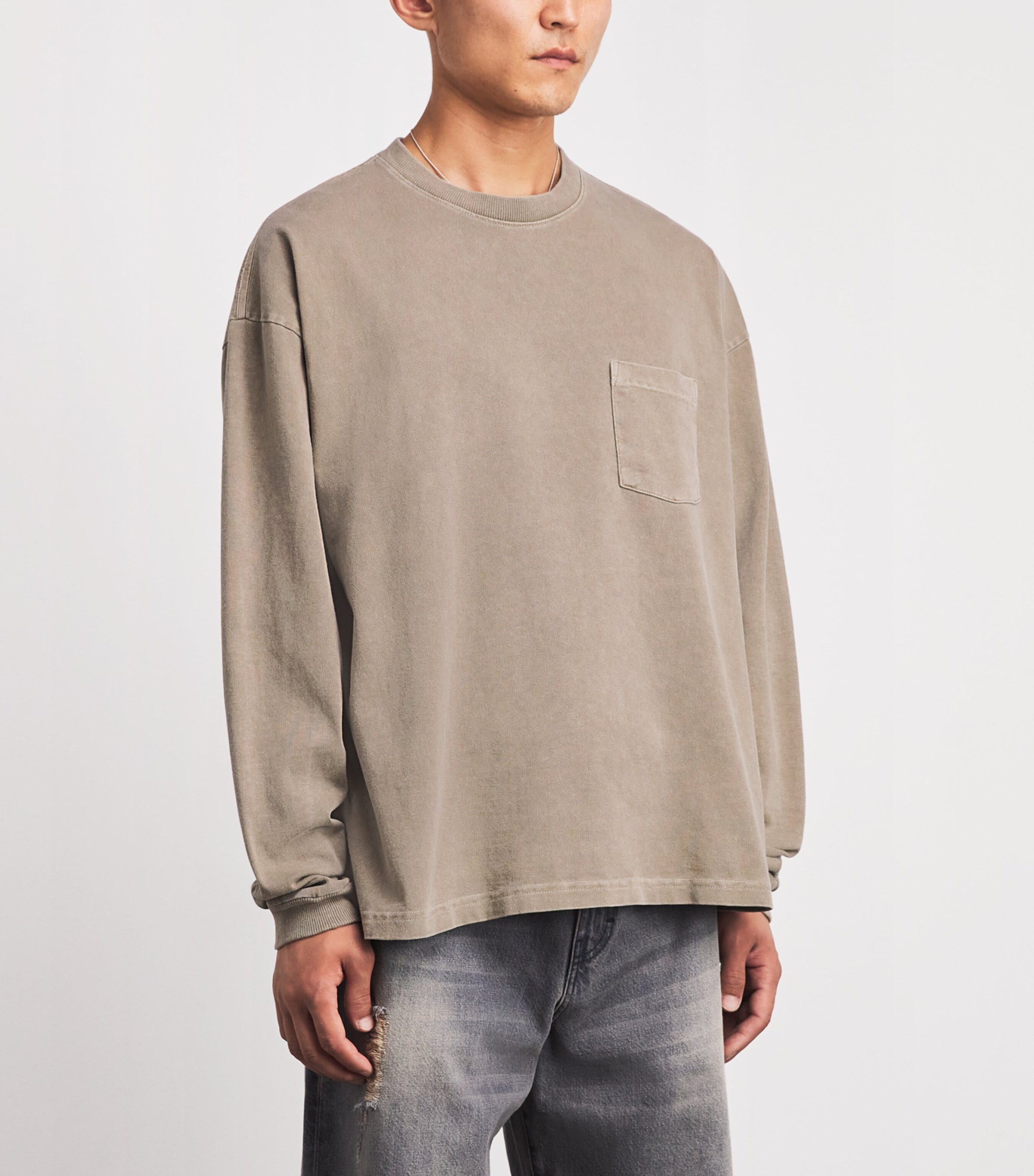 AGOLDE Mens Cotton Lucan Long-Sleeve T-Shirt Trail Image 4