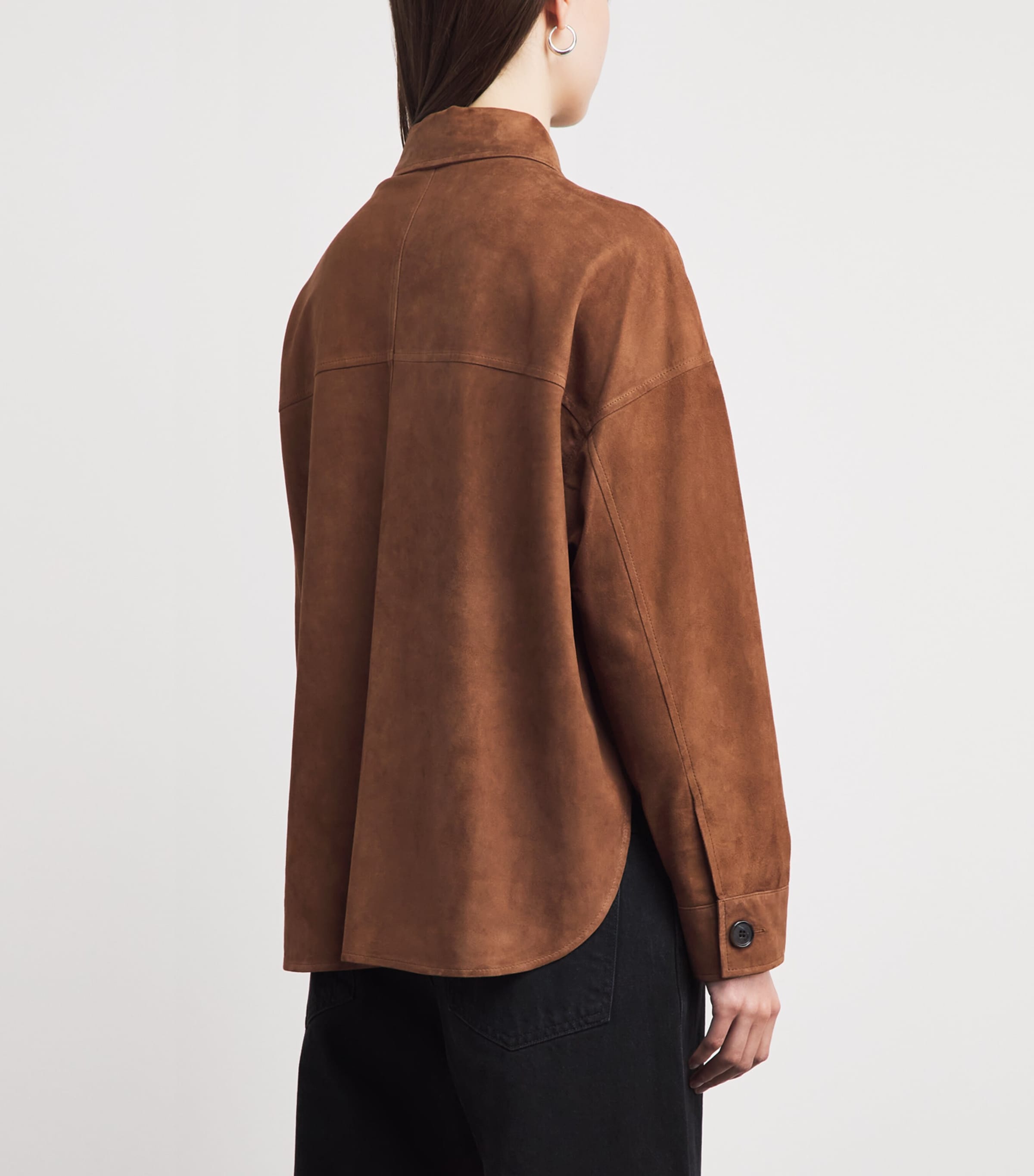 Arma Womens Lamb Suede Kaylee Shacket Saddle Image 5