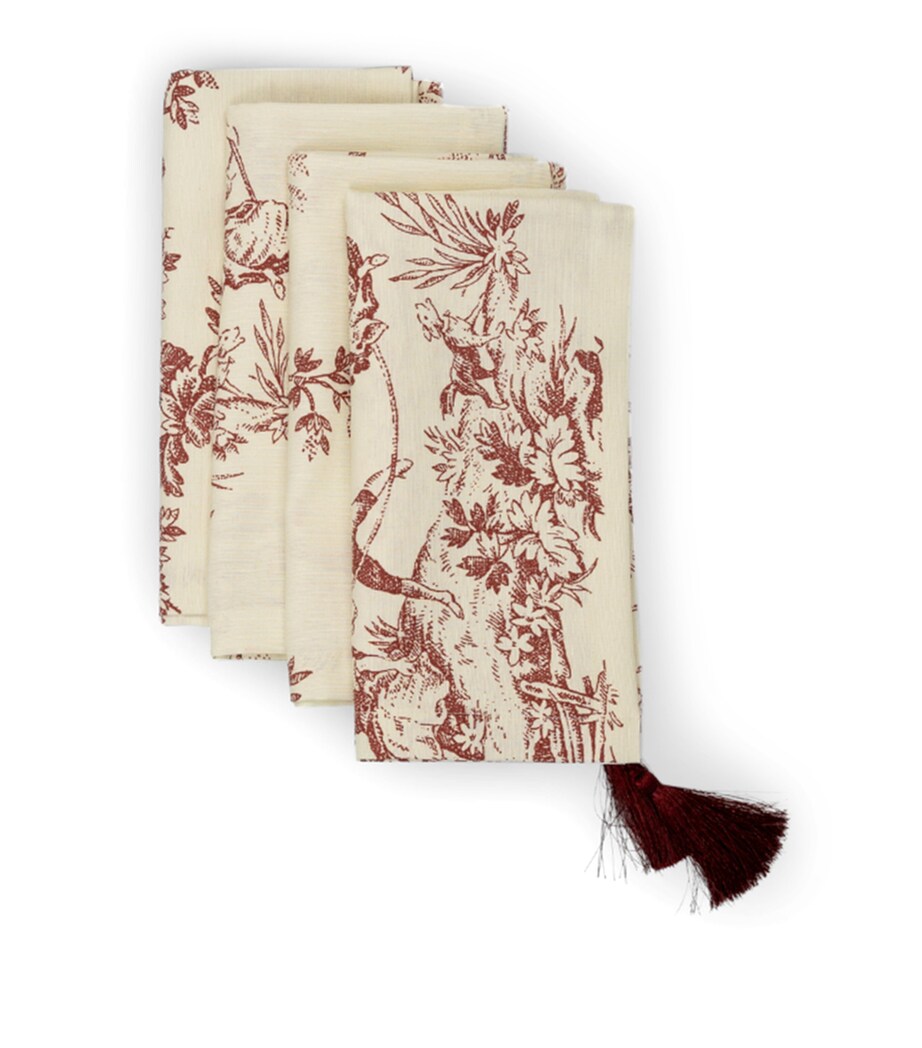 Maison Margaux Set of 4 Linen Toile Napkins (50cm x 50cm) Maroon Image 1