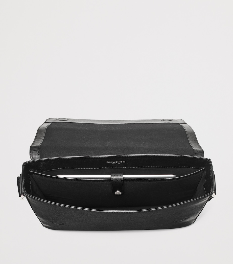 Leather Postman Messenger Bag BLACK Image 5