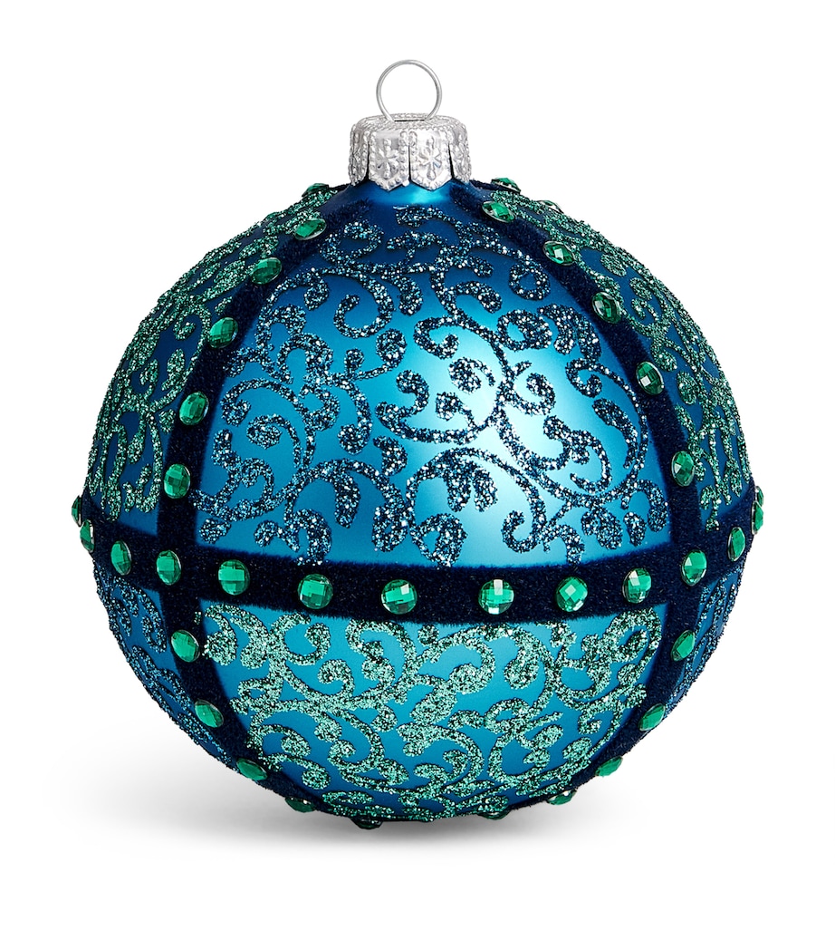 Harrods Glitter Crystal-Embellished Bauble Blue Matt Image 1