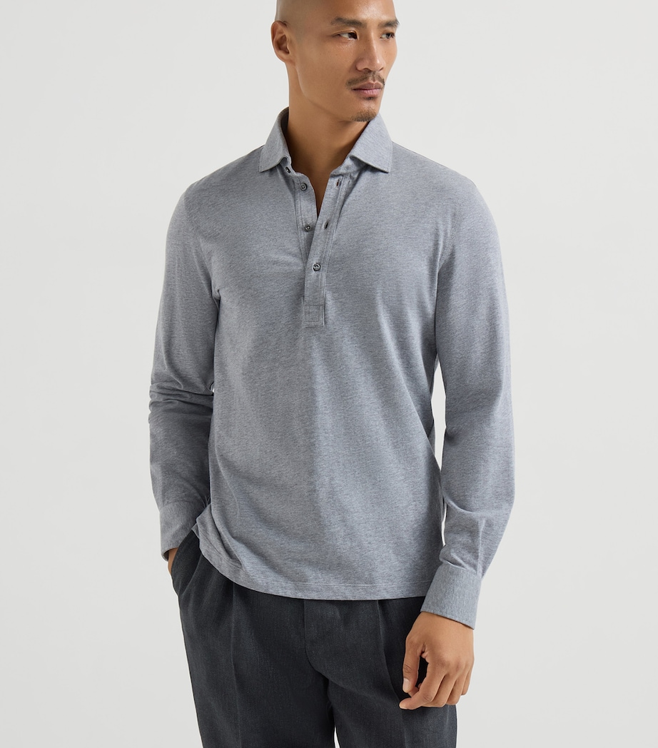 Brunello Cucinelli Mens Cotton Jersey Polo Shirt Image 3