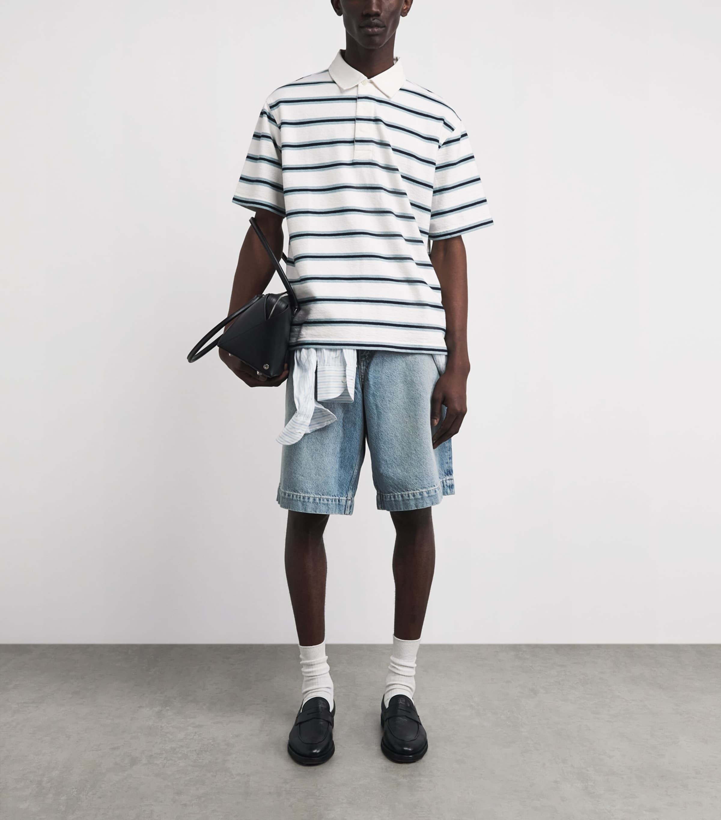 Wax London Mens Organic Cotton Redman Polo Shirt Ecru / Stripe Image 2