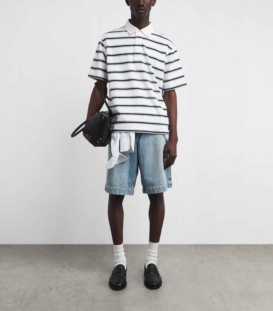 Wax London Mens Organic Cotton Redman Polo Shirt Ecru / Stripe Image 2