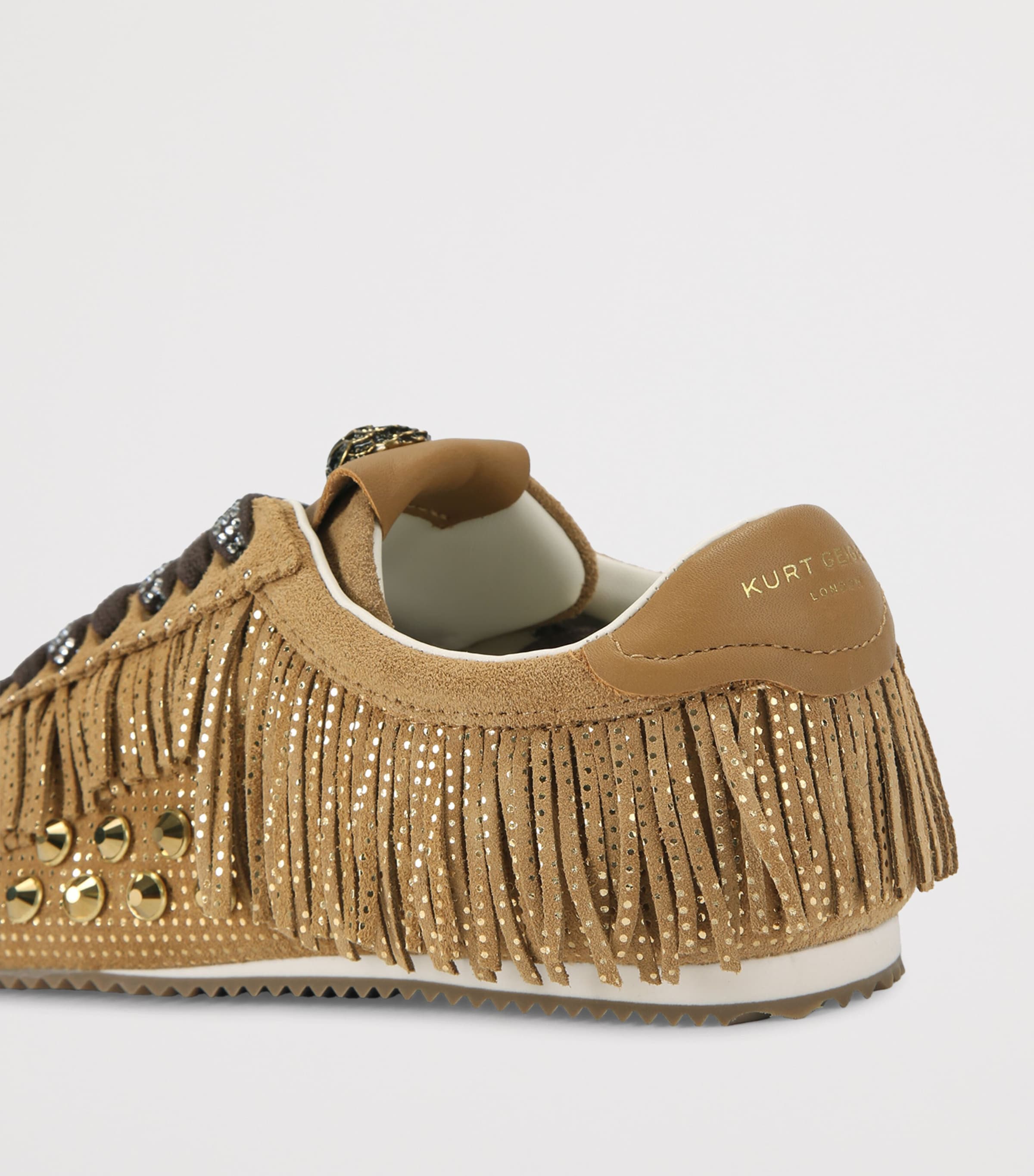 Kurt Geiger London Suede Fringed Islington Sneakers Tan Image 4